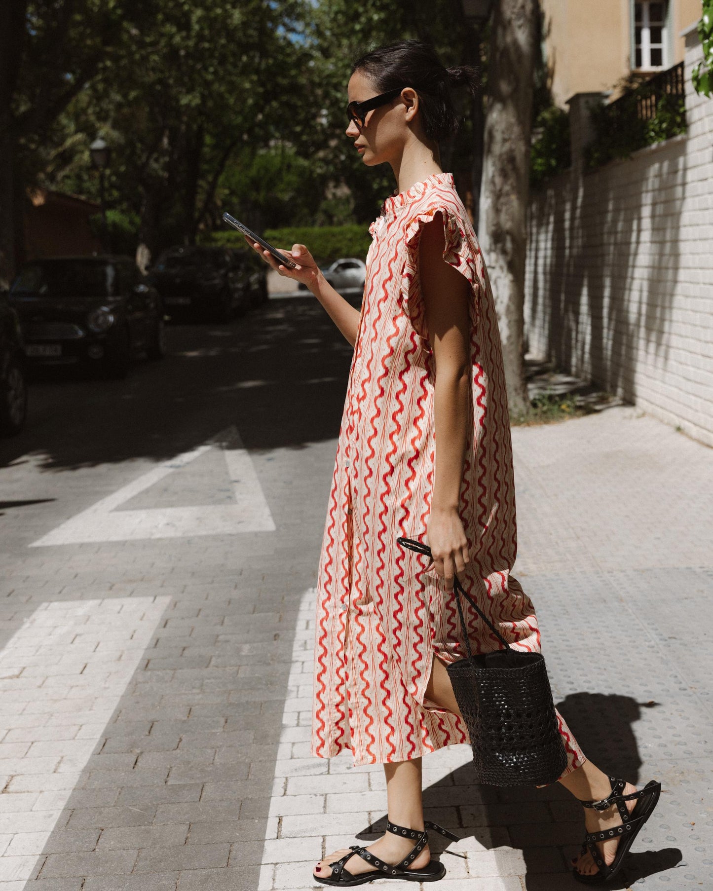 Vestido Camisero Volantes Rosa