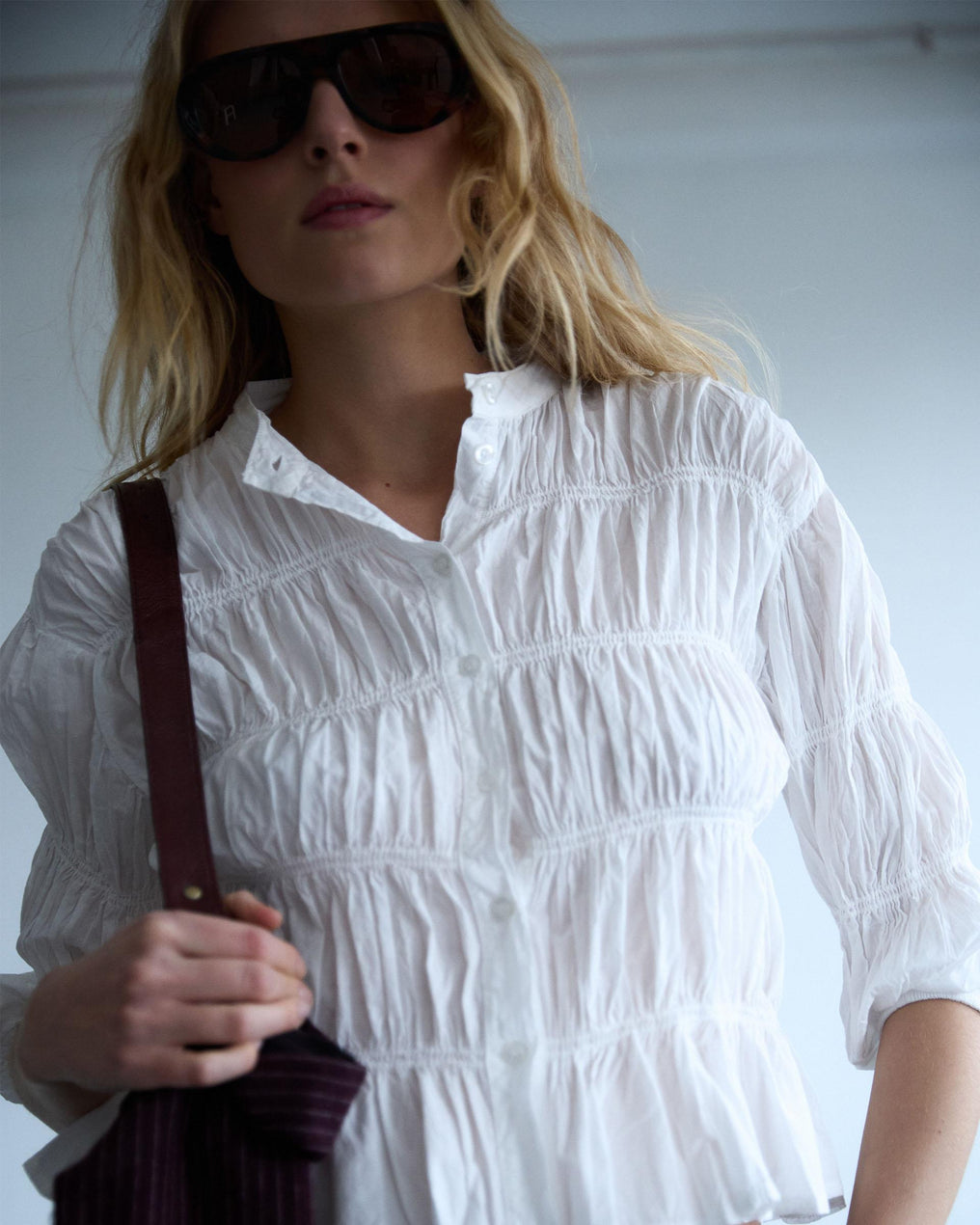White Ruched Blouse