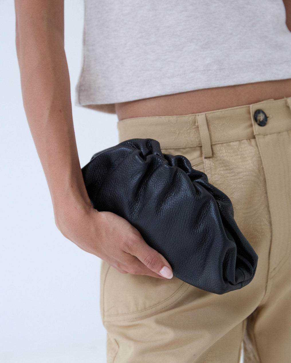 Bolso Clutch Piel Negro
