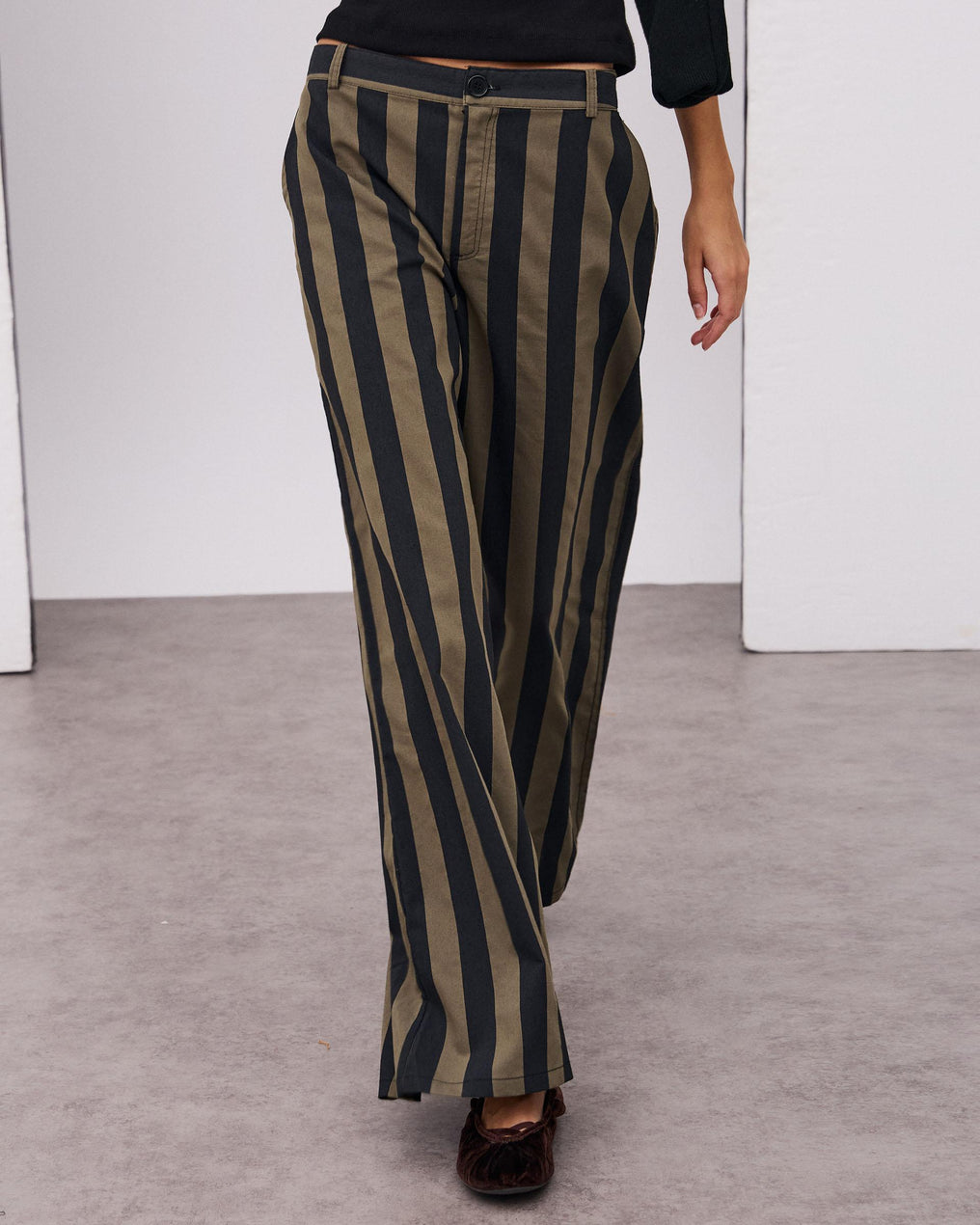 Pantalón Rayas Bicolor Negro