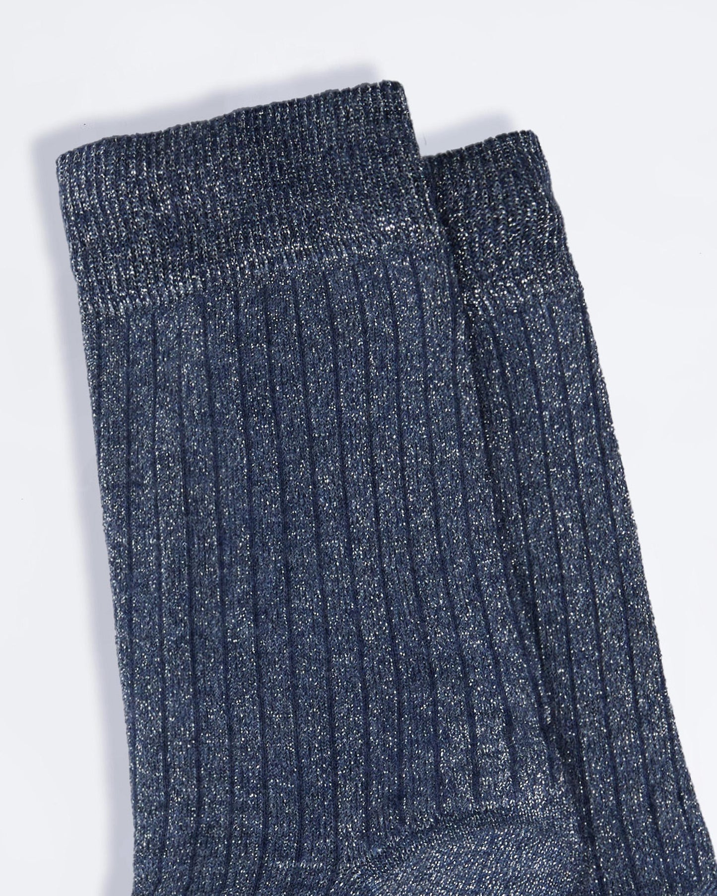 Dark Blue Lurex Mid-Calf Socks