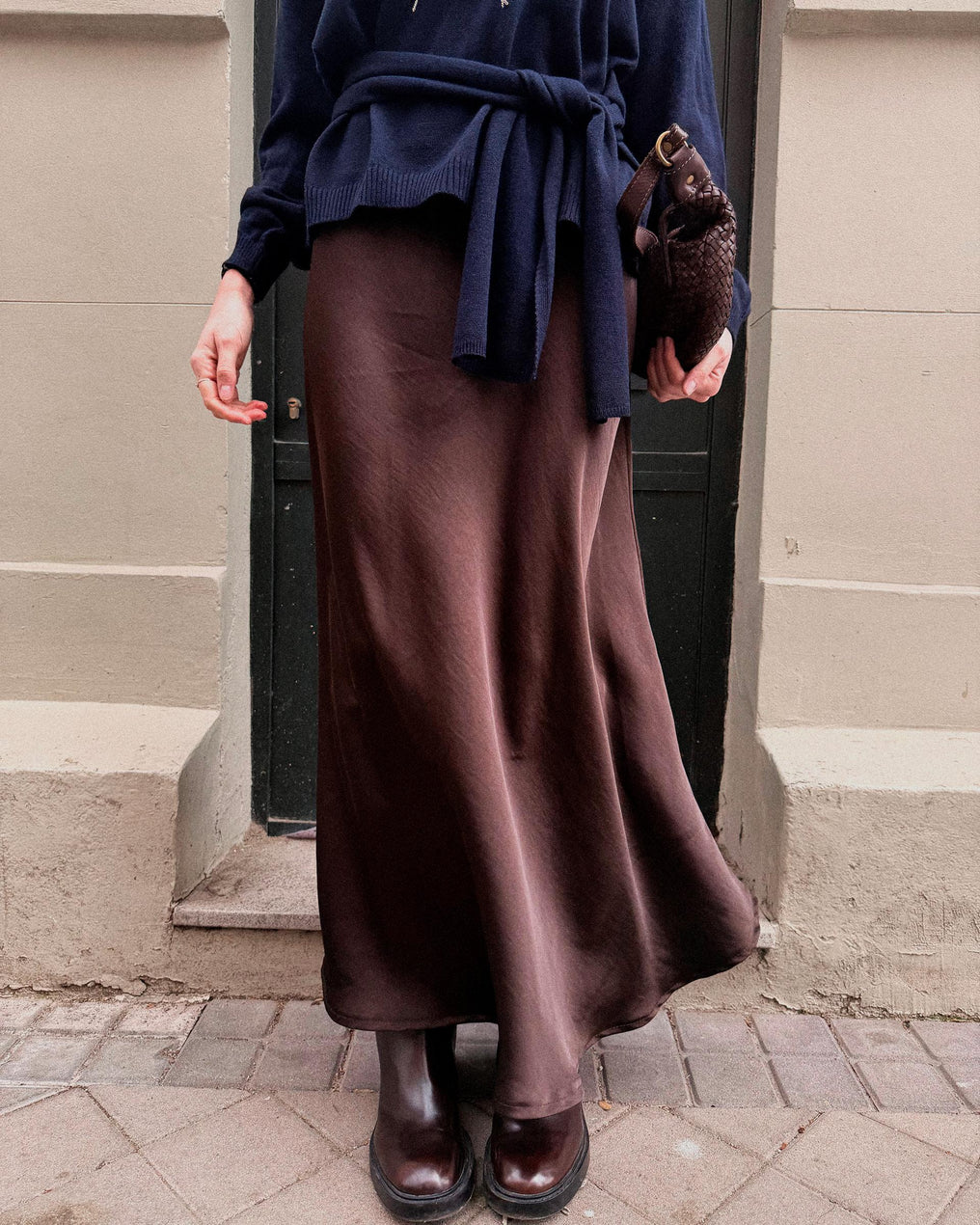 Saia Fluida Acetinada Castanho