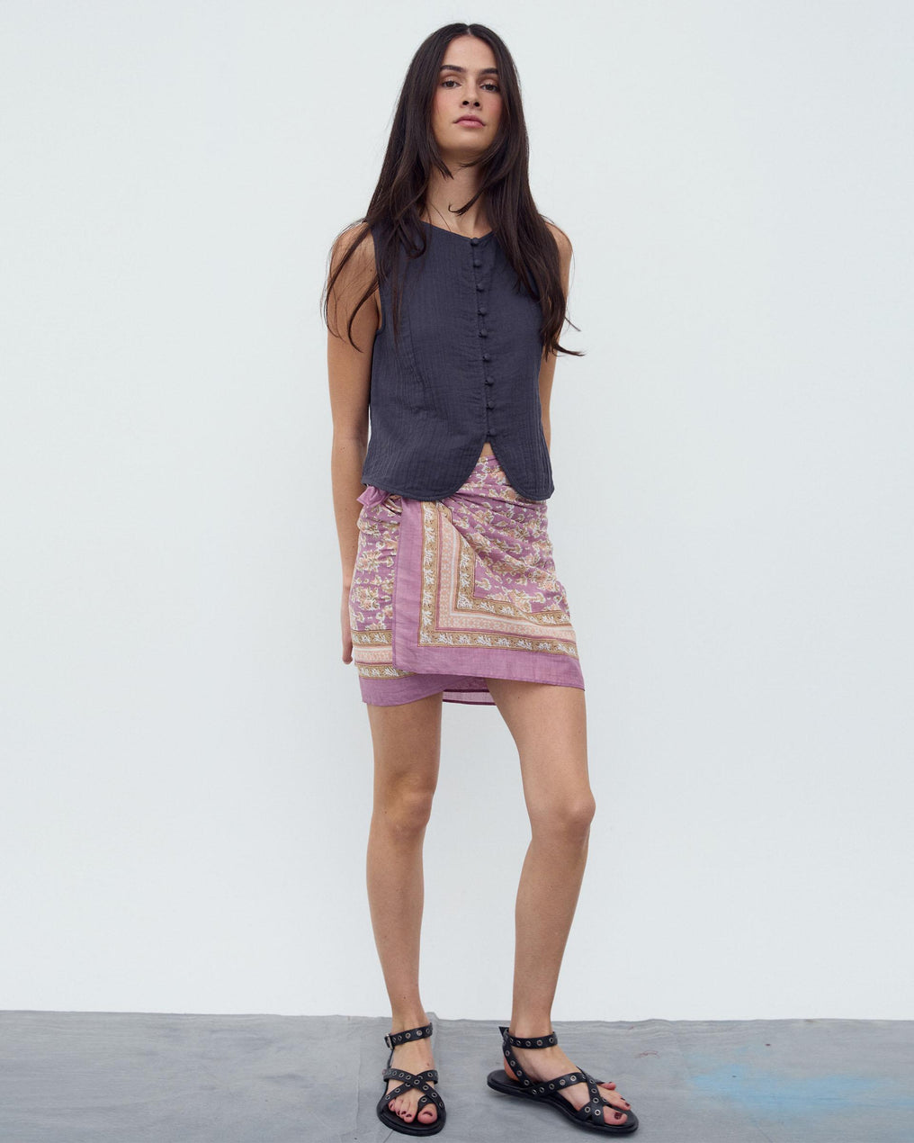 Pareo Estampado Flores Cenefa Rosa