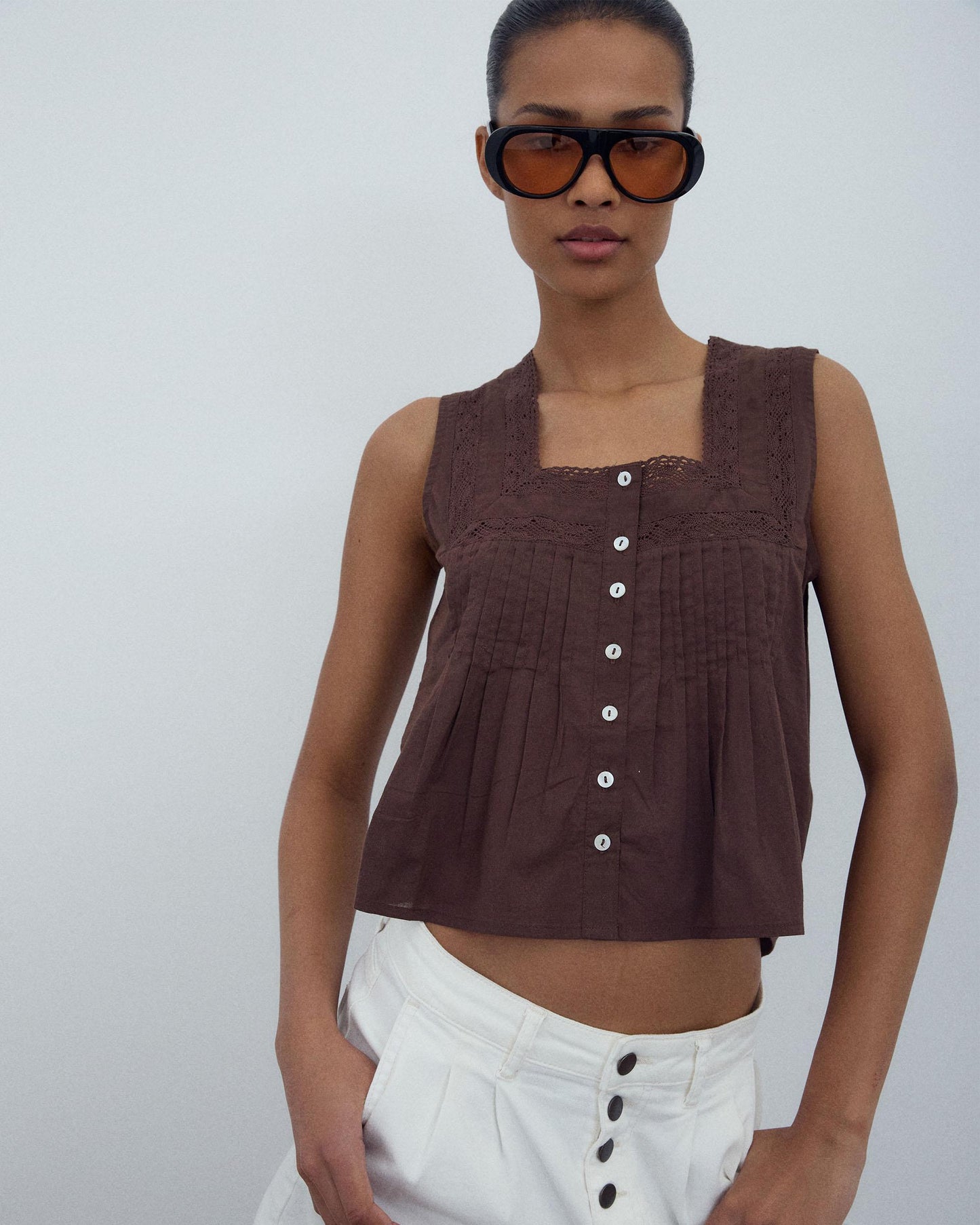 Brown Lace Tops