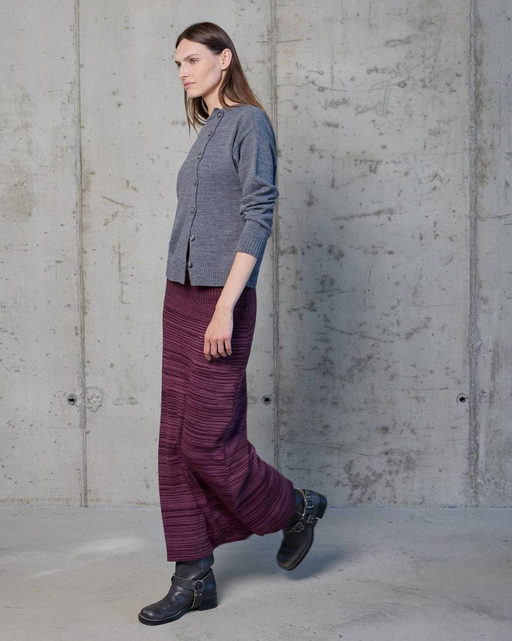 Falda Punto Bicolor Morado
