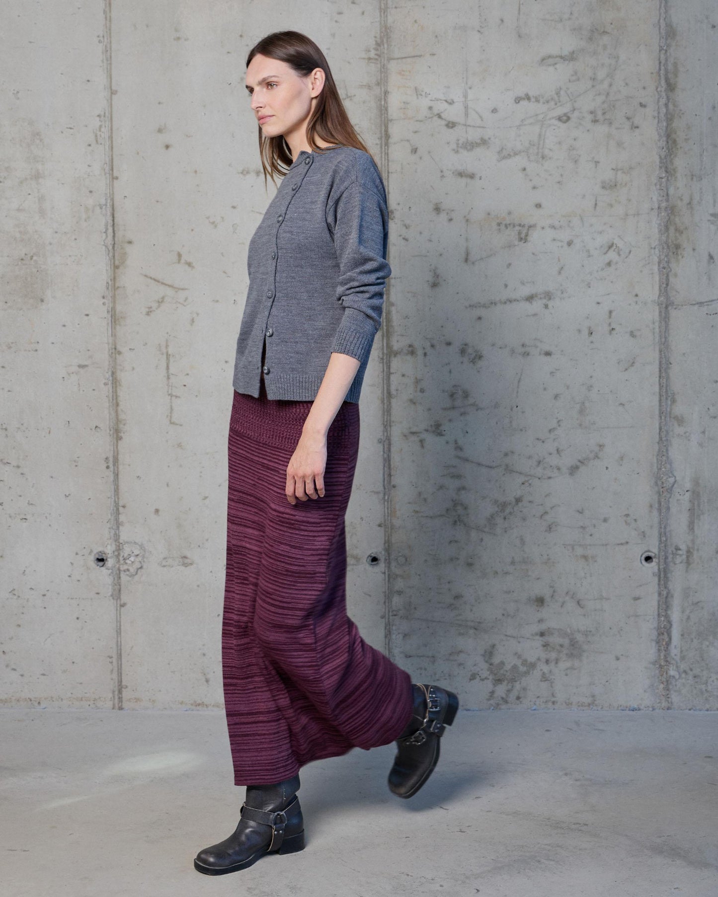 Falda Punto Bicolor Morado