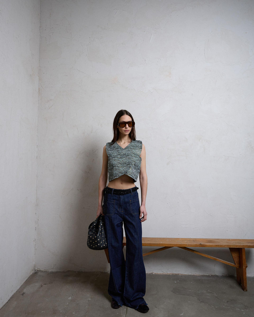 Top Cruzado Jacquard Verde Agua