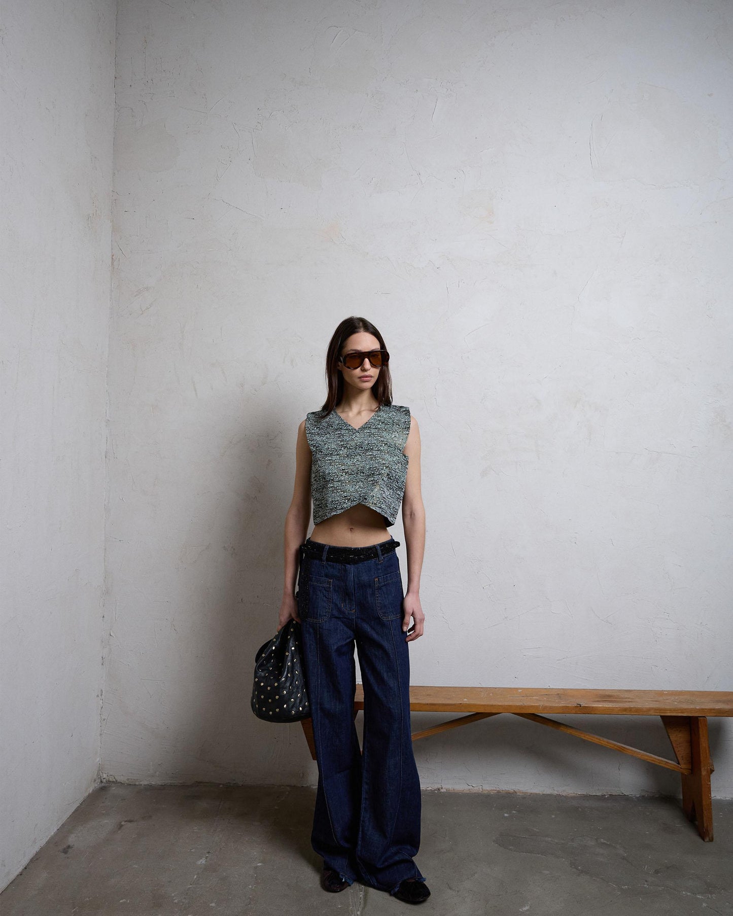 Top Cruzado Jacquard Verde Agua