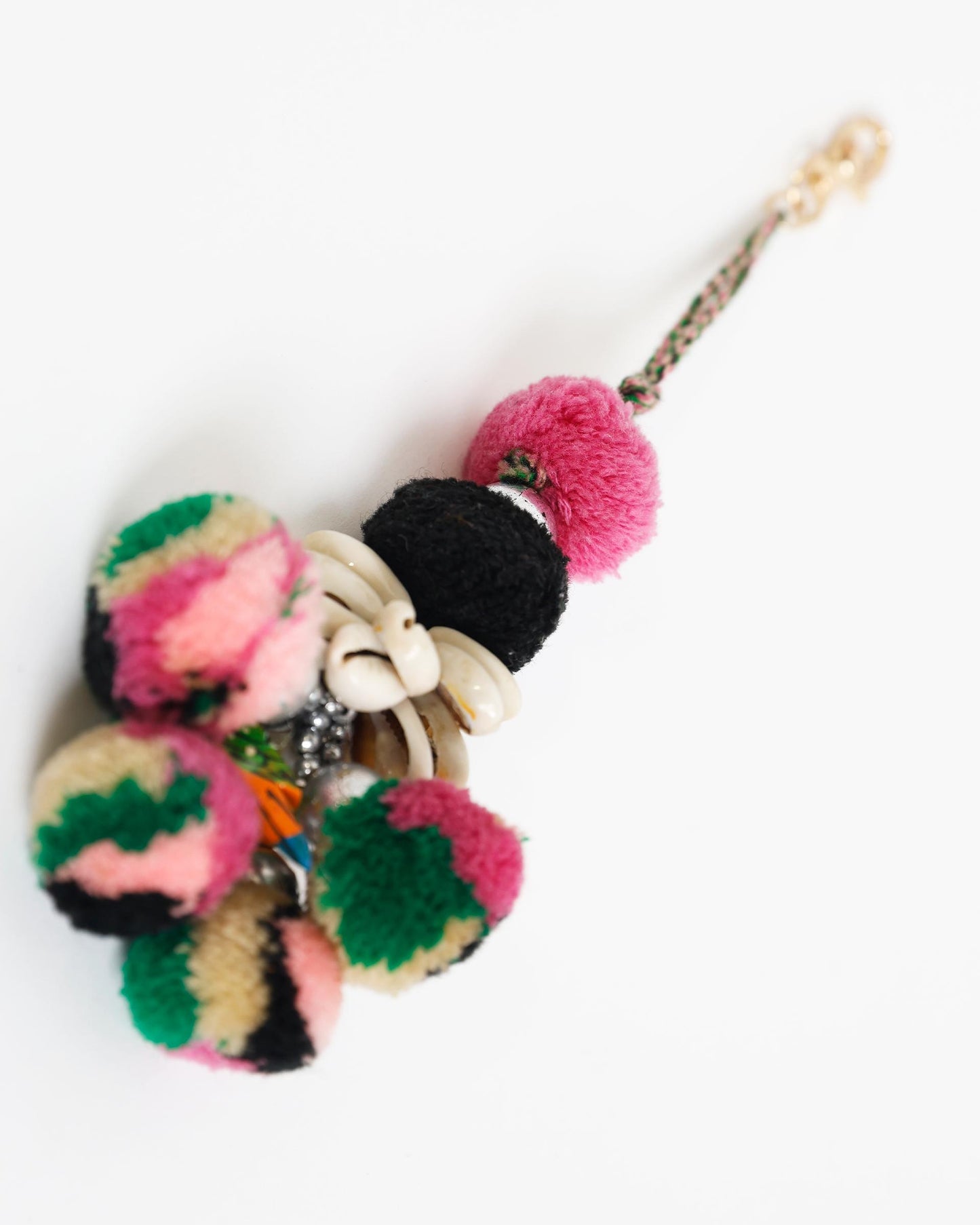 Porta-chaves com borla multicolorida