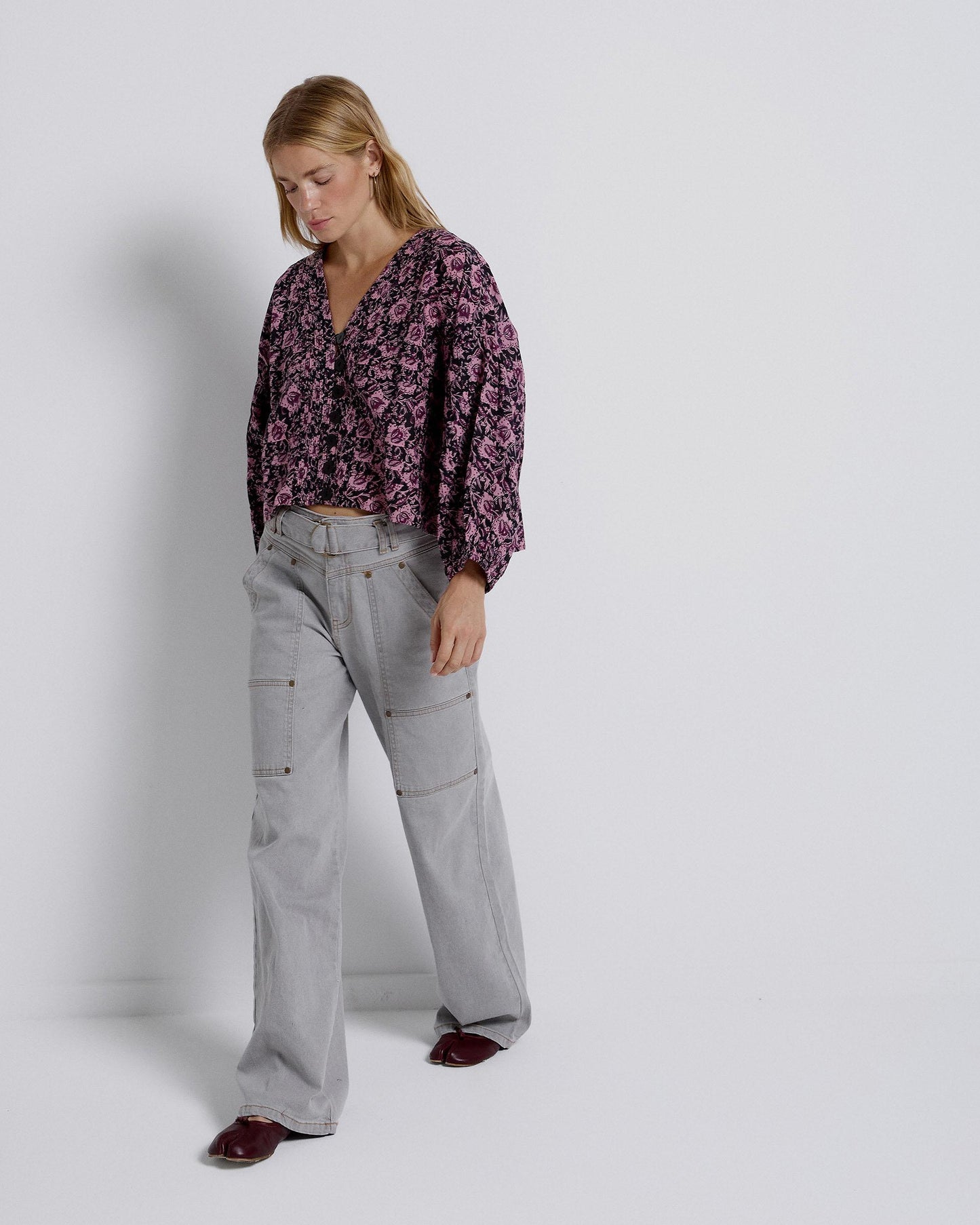 Jeans with Gray Belt Detail