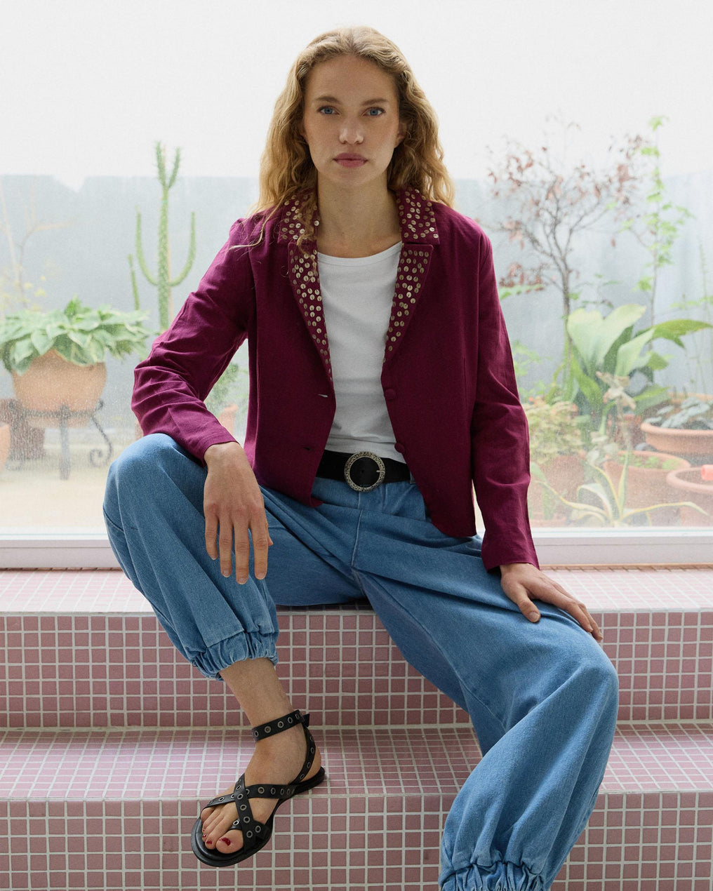 Dark Pink Sequin Blazer