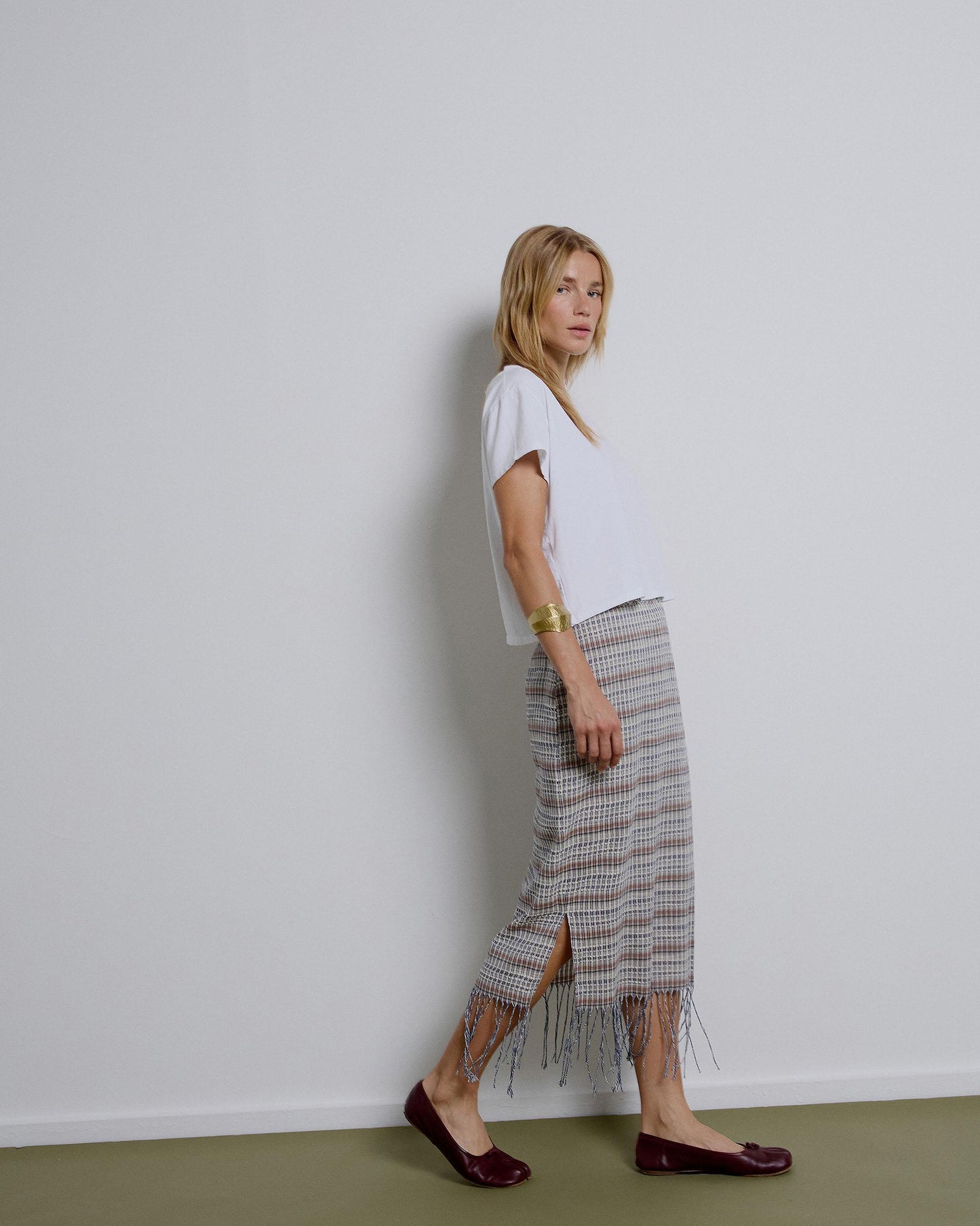 Falda Tejido Rustico Azul Marino