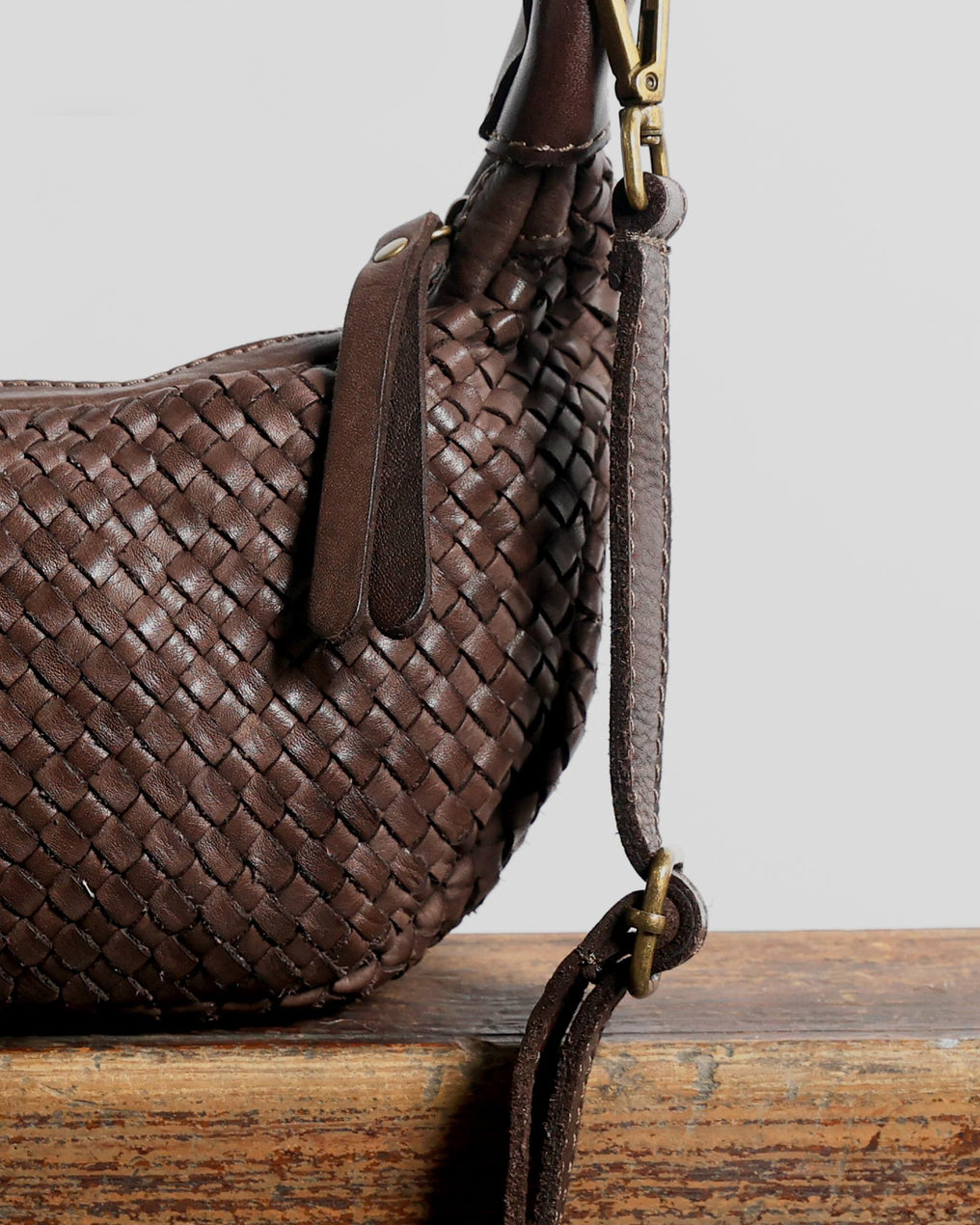 Bolso Piel Trenzada Hombro Marrón