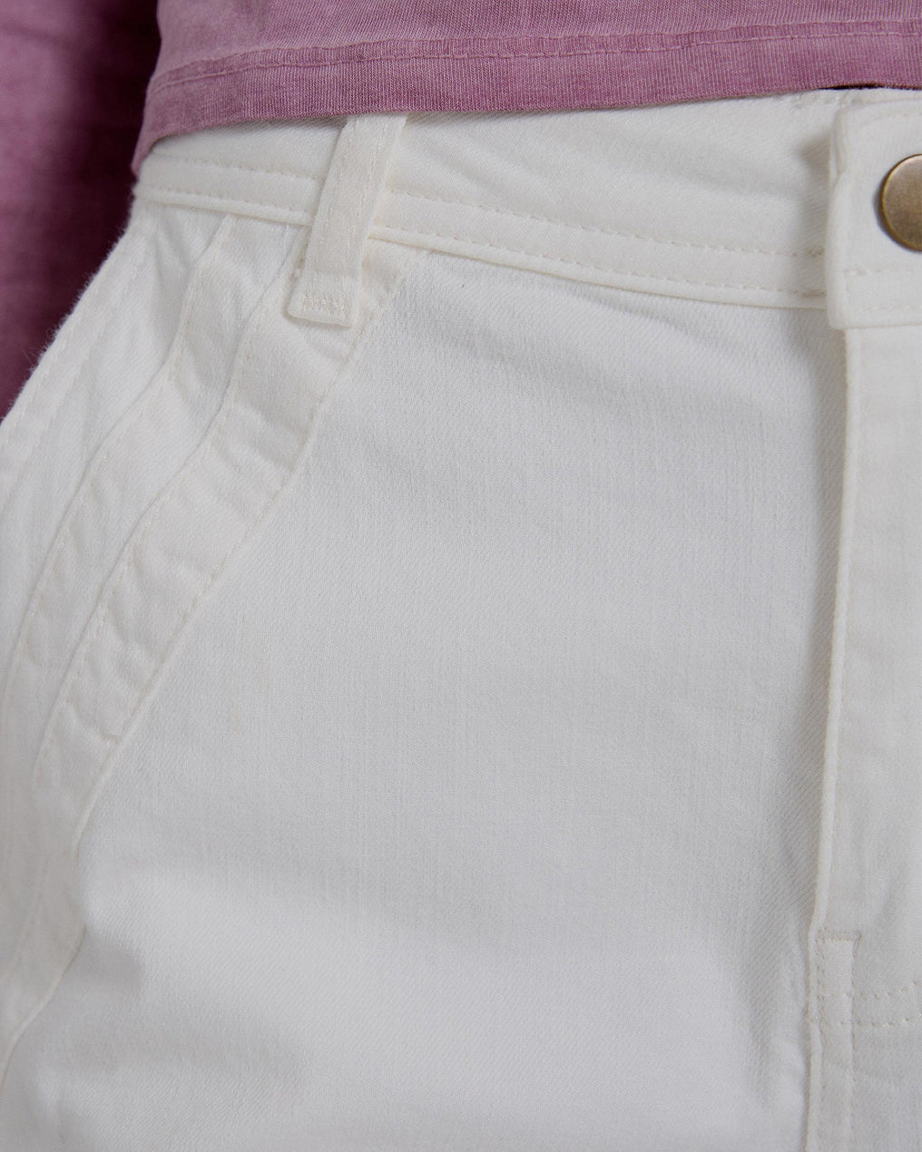 White Double Pocket Seam Jeans