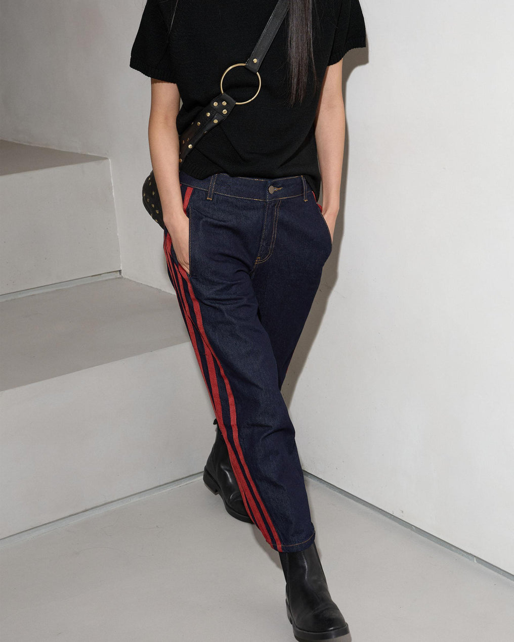 Dark Blue Side Stripe Jeans