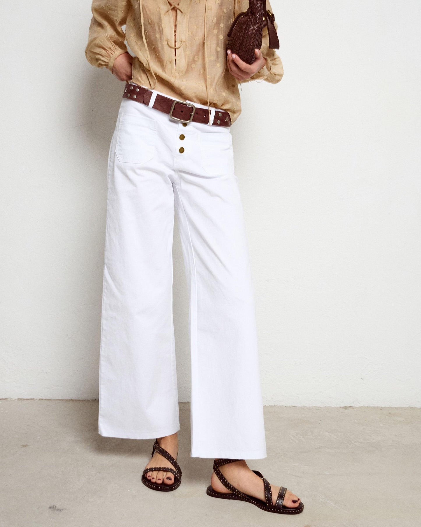 White Patch Pocket Jeans