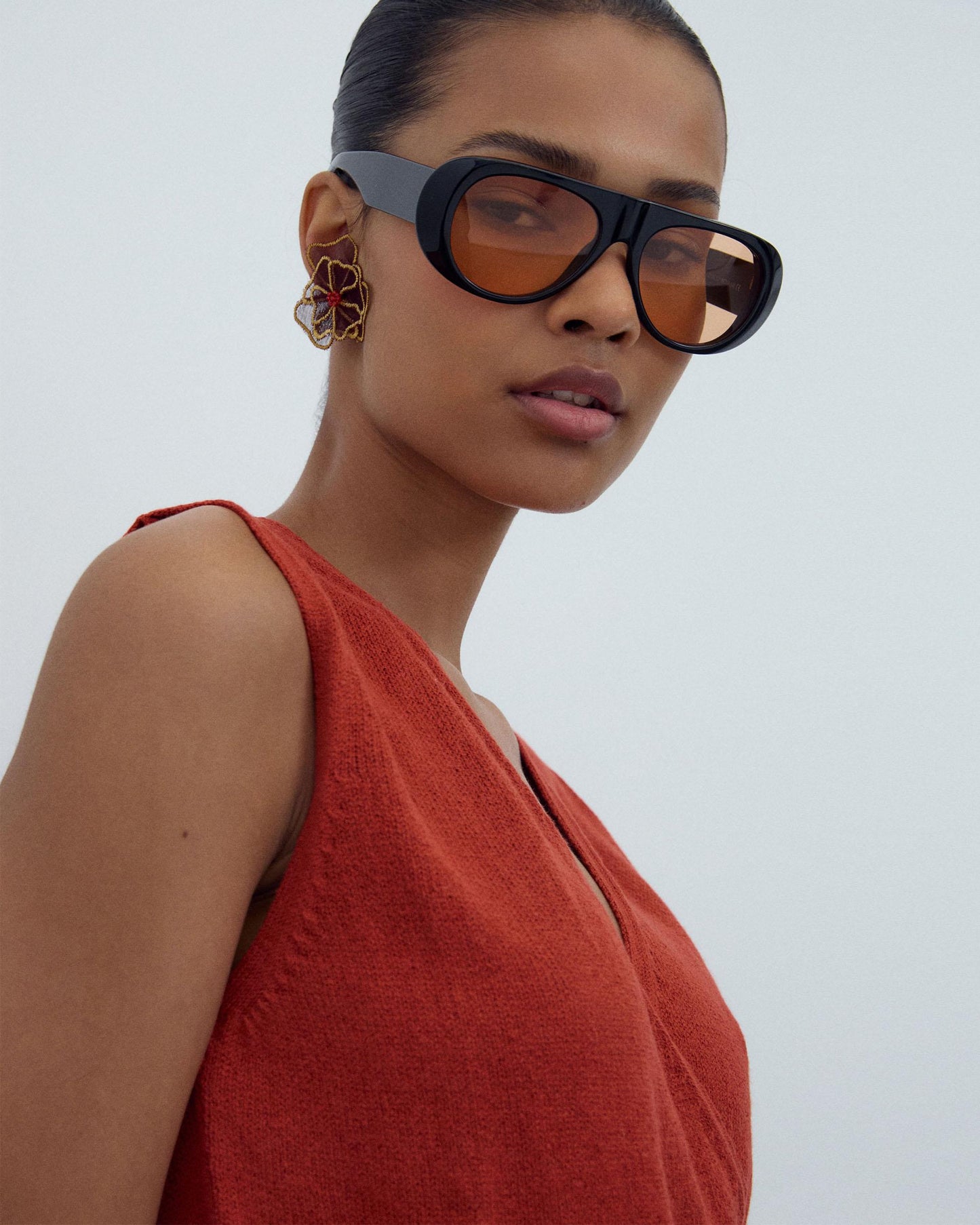 Burgundy Fabric Flower Earrings