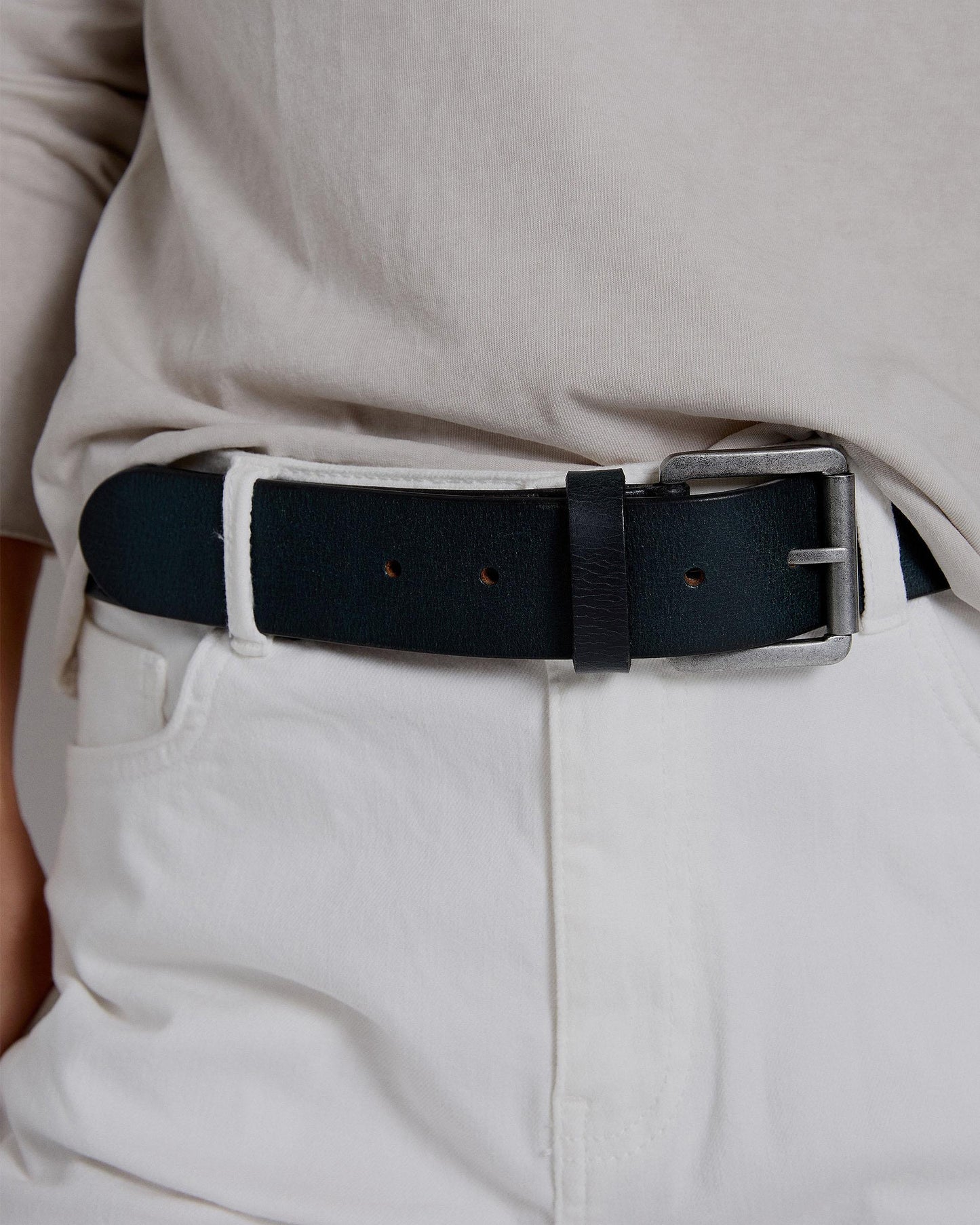 Cinturón Piel Apliques Azul Oscuro