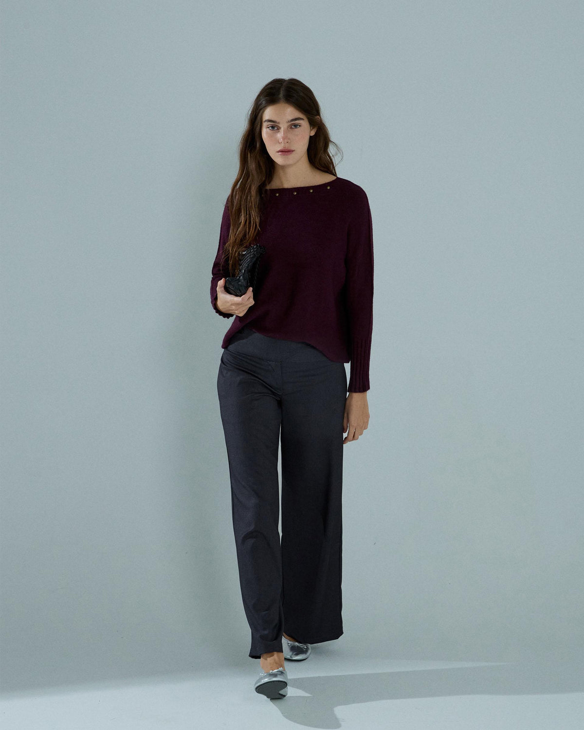 Jersey Tachuelas Escote Granate