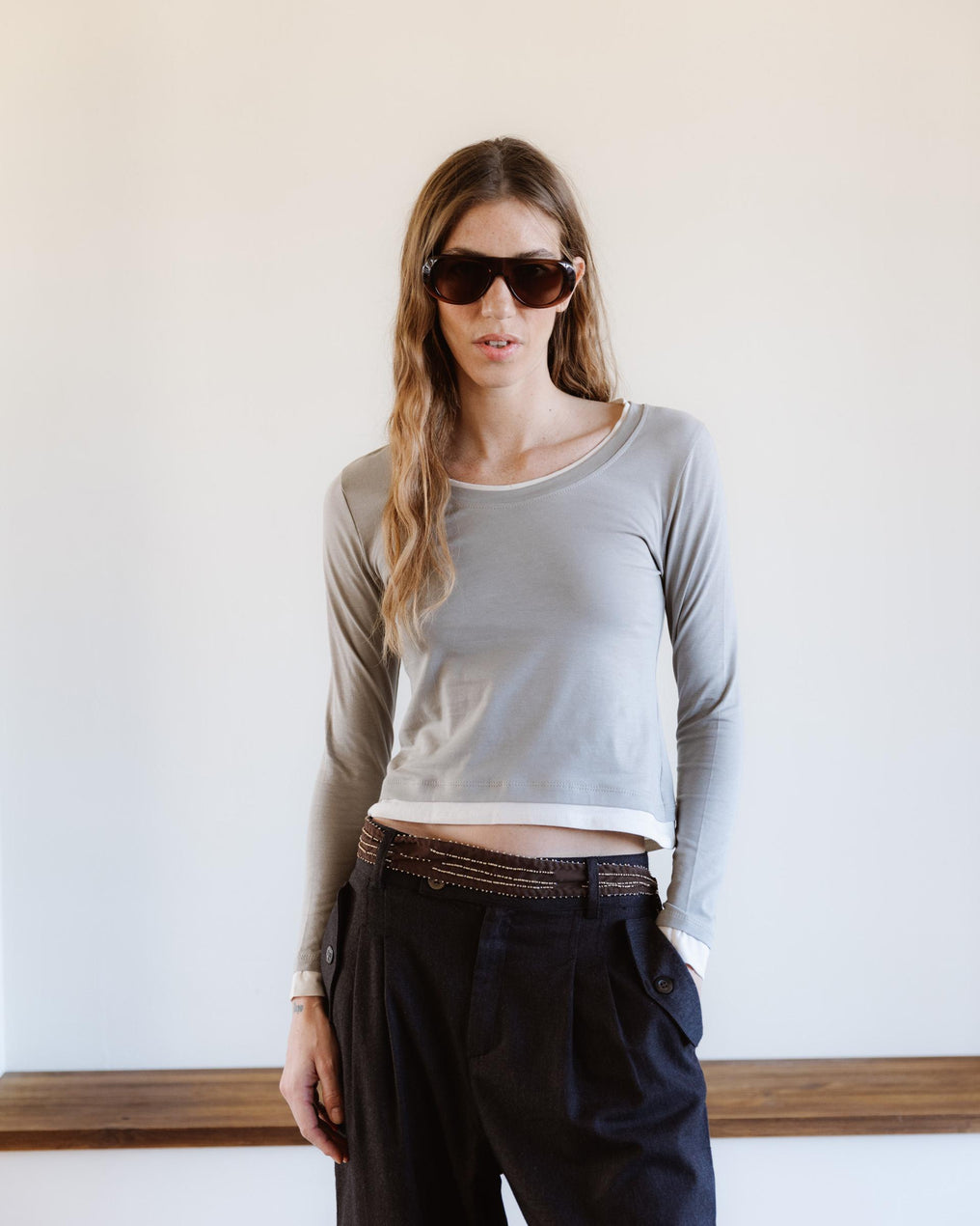 Camiseta Efecto Doble Taupe