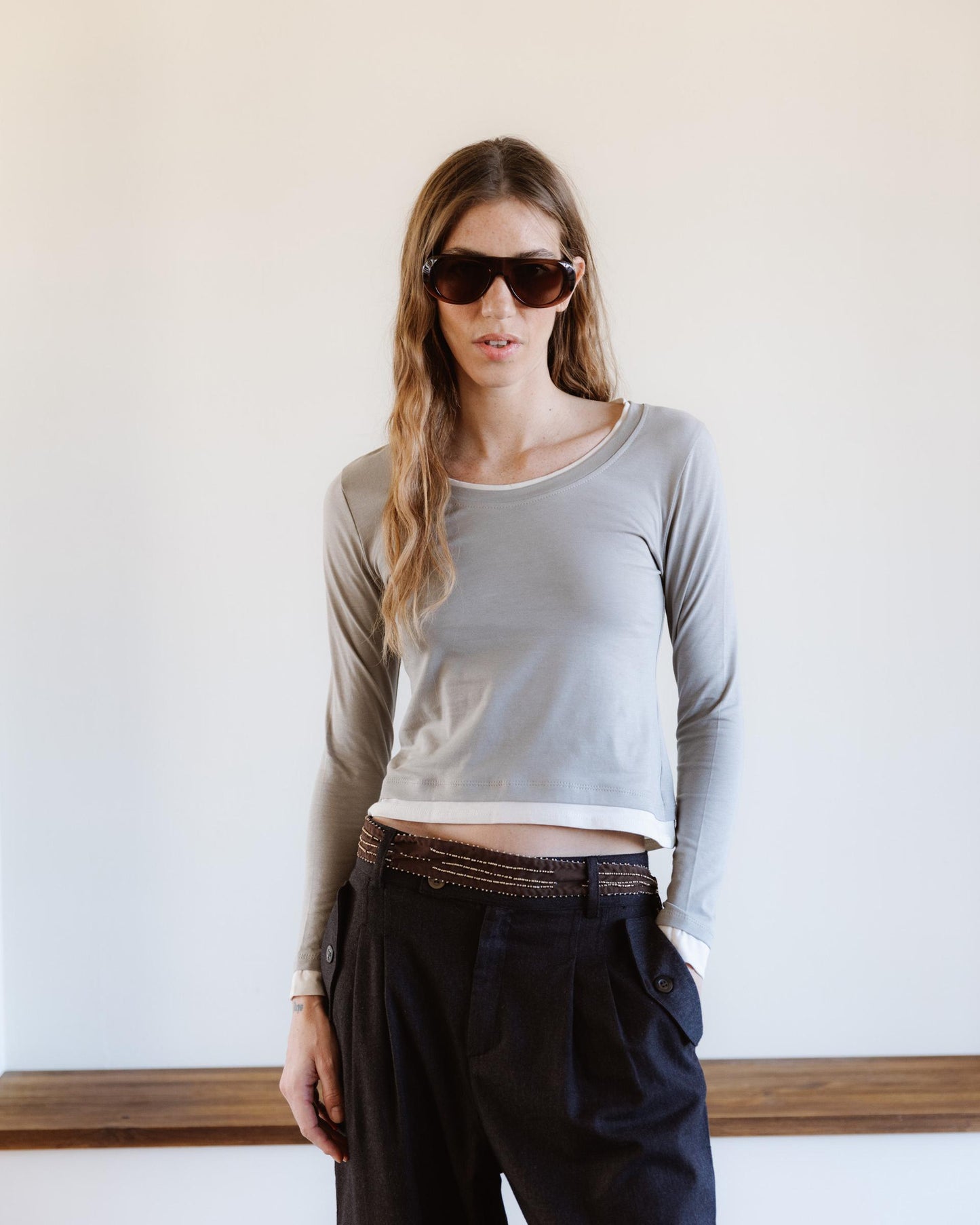 Camiseta Efecto Doble Taupe