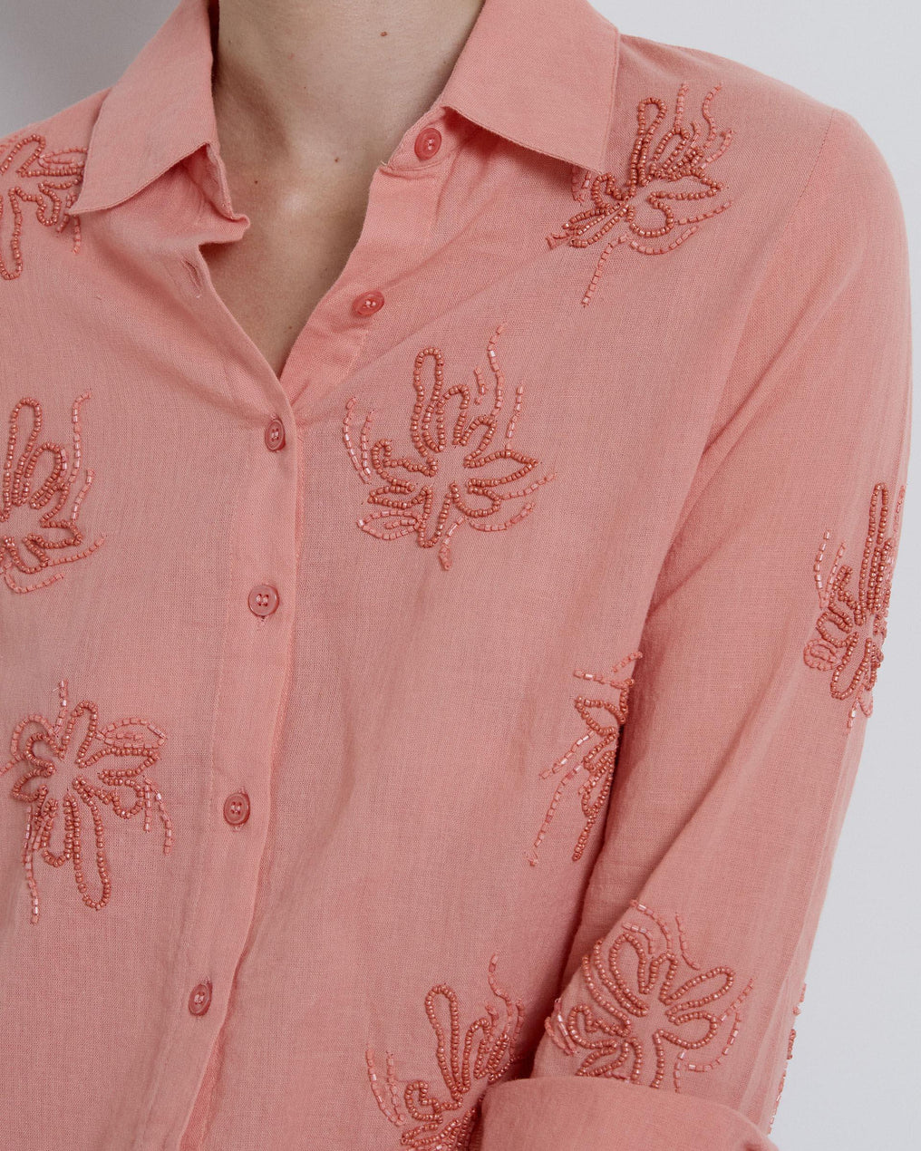 Blusa Abalorios Coral