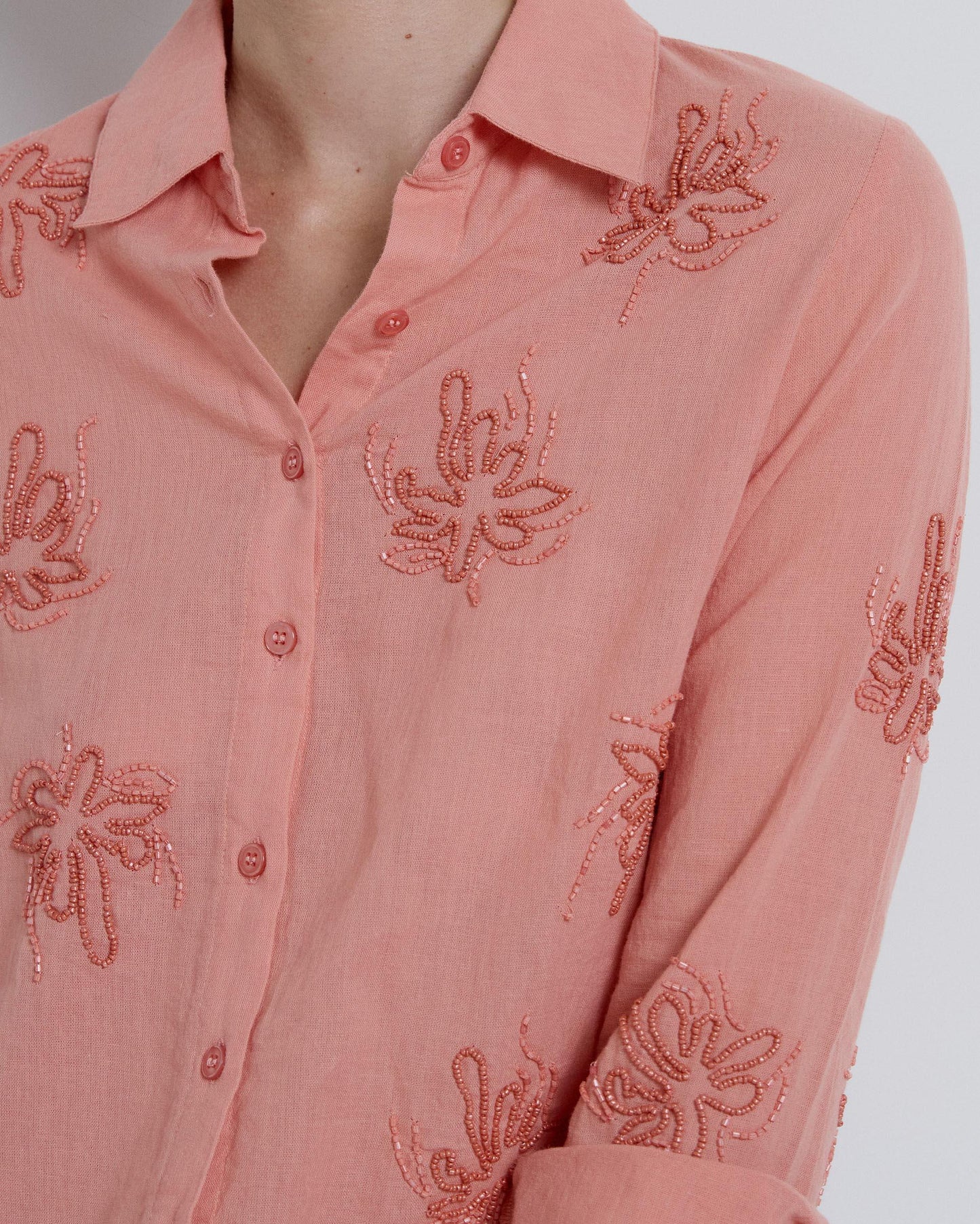 Blusa Abalorios Coral