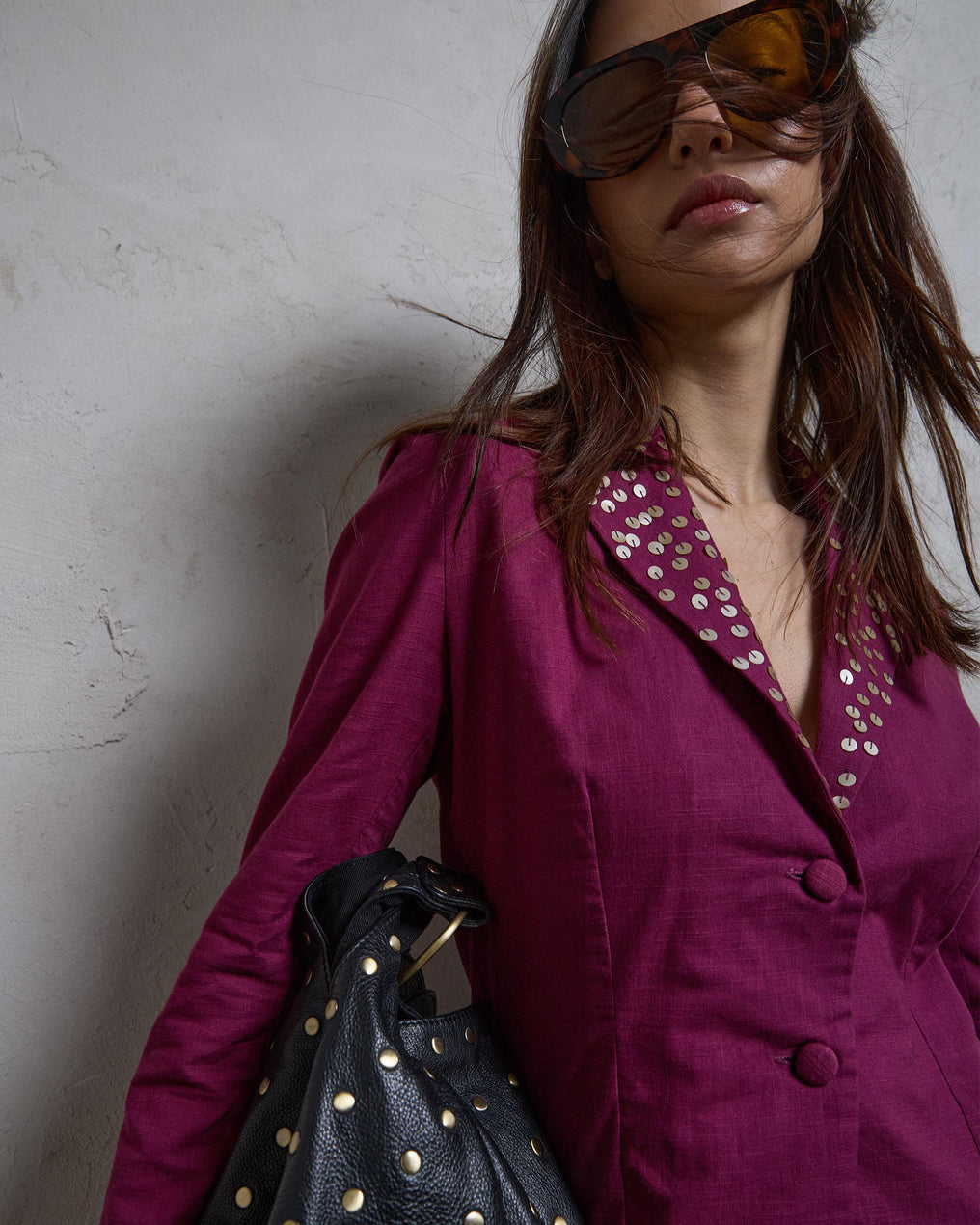 Blazer Lentejuelas Rosa Oscuro