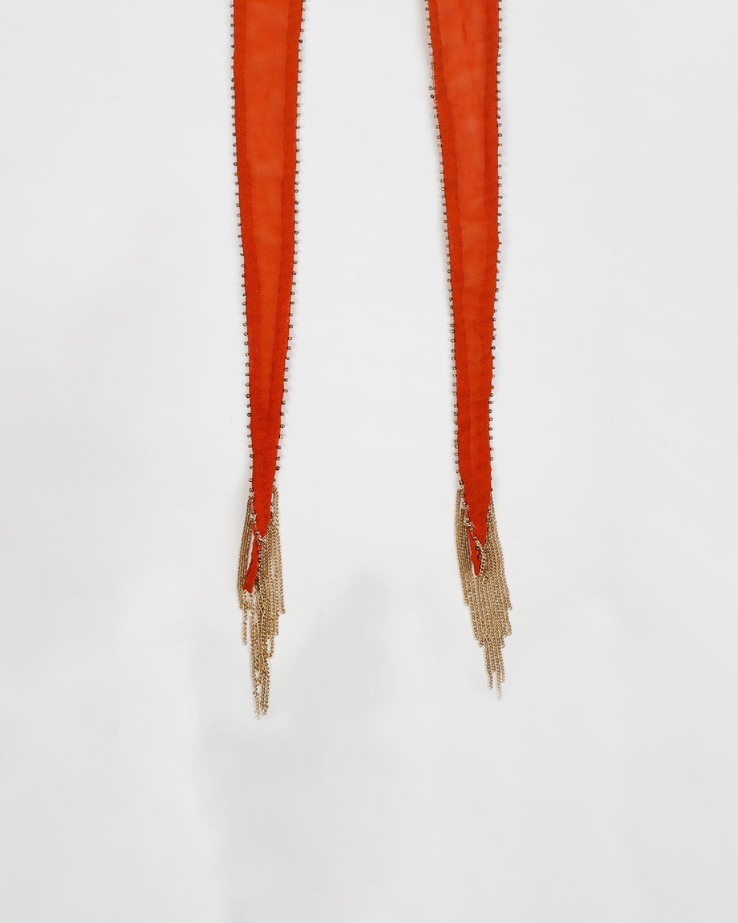 Orange Organza Fringe Necklace