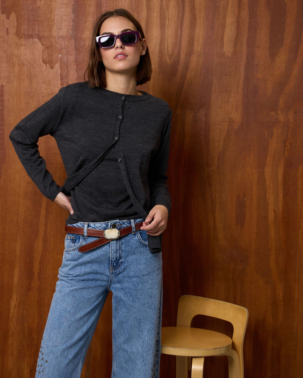 Casaco de malha fina antracite