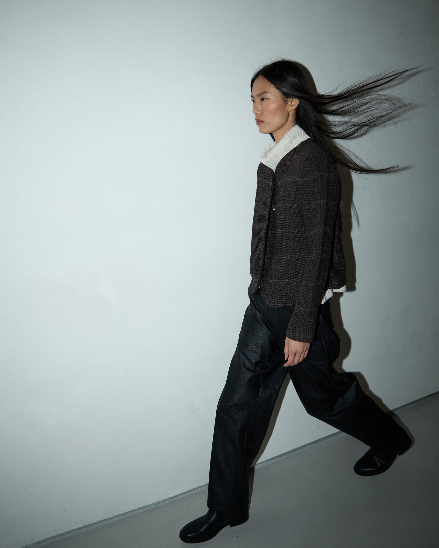 Abrigo Botones Anillas Mezcla Lana Marrón