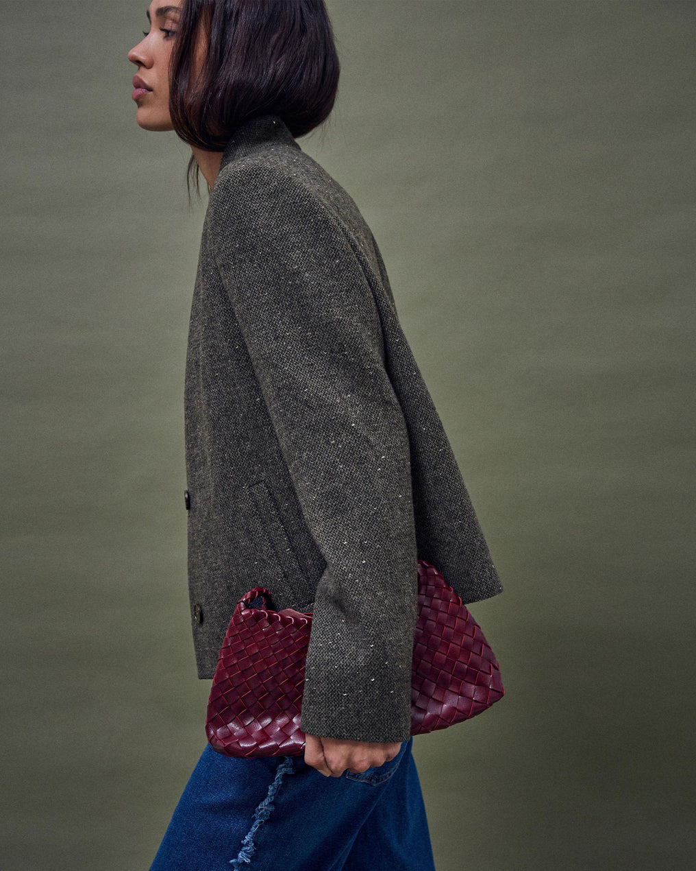 Jaqueta Coll Alt Lluentons Amb Llana Gris