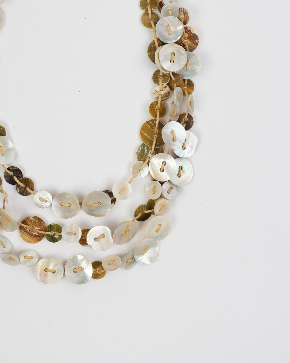 Collier Triple Boutons Écru