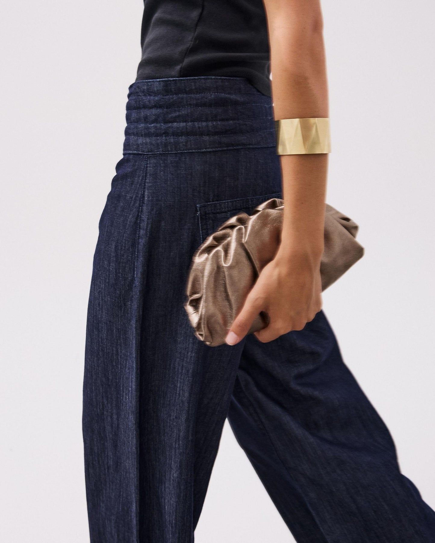 Bolso Clutch Piel Bronce