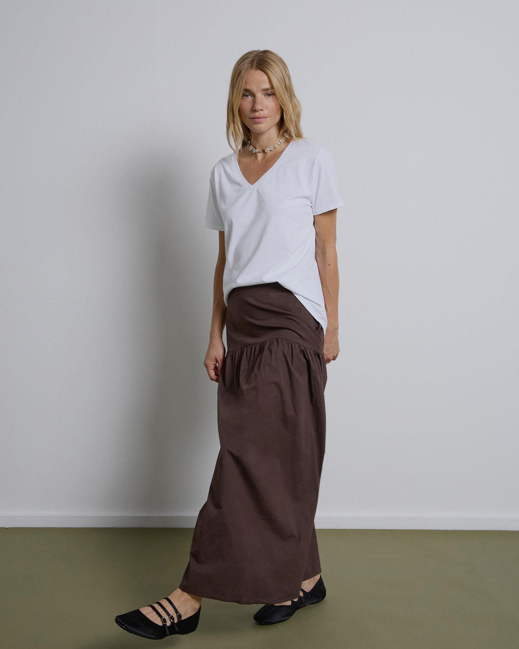 Saia comprida castanha com jugo