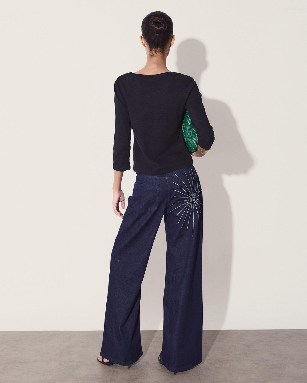 Jeans Estrella Brillos Trasera Azul Oscuro