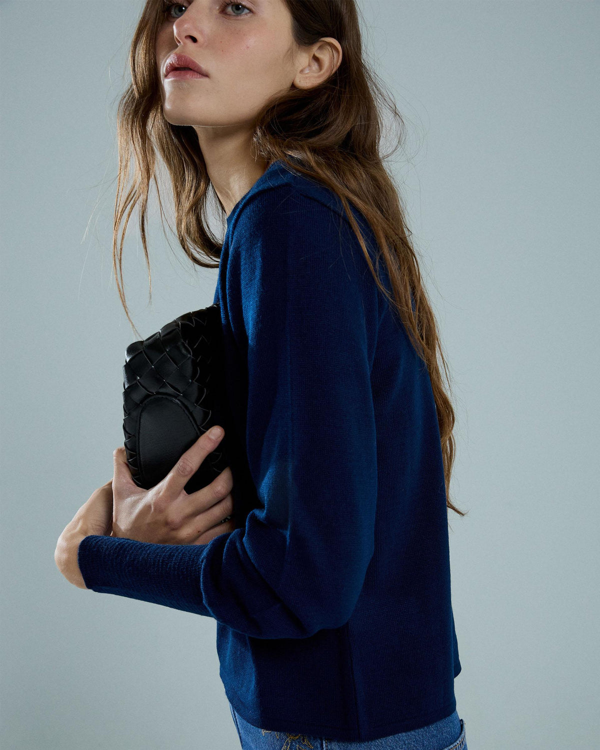 Jersey Puños Rib Azul Oscuro