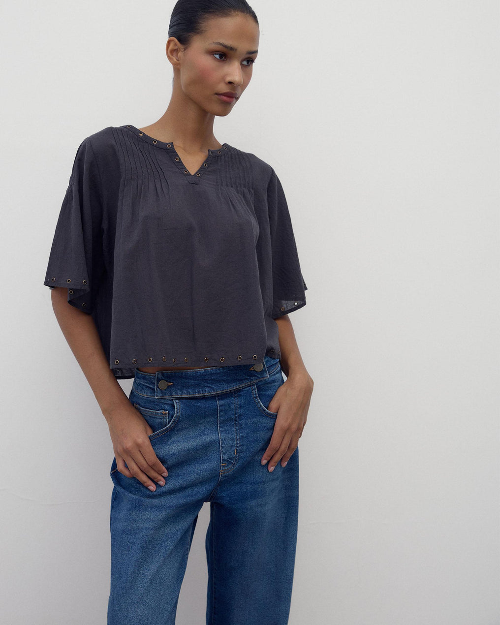 Blusa Arandelas Antracita