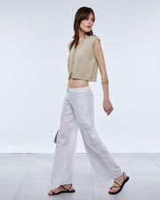 Pantalón Costura Contraste Blanco - 2