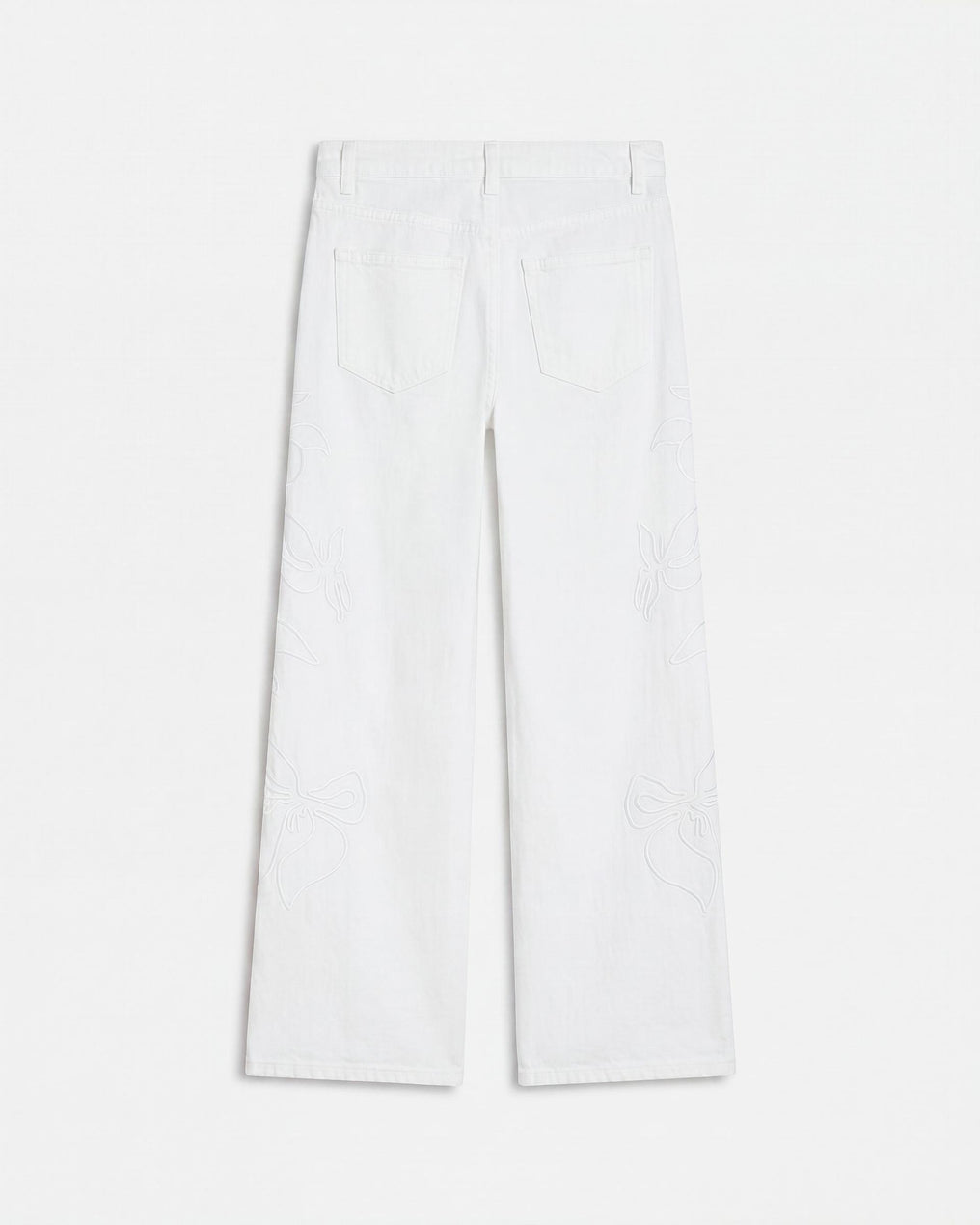 Jeans Bordados Silueta Flor Blanco