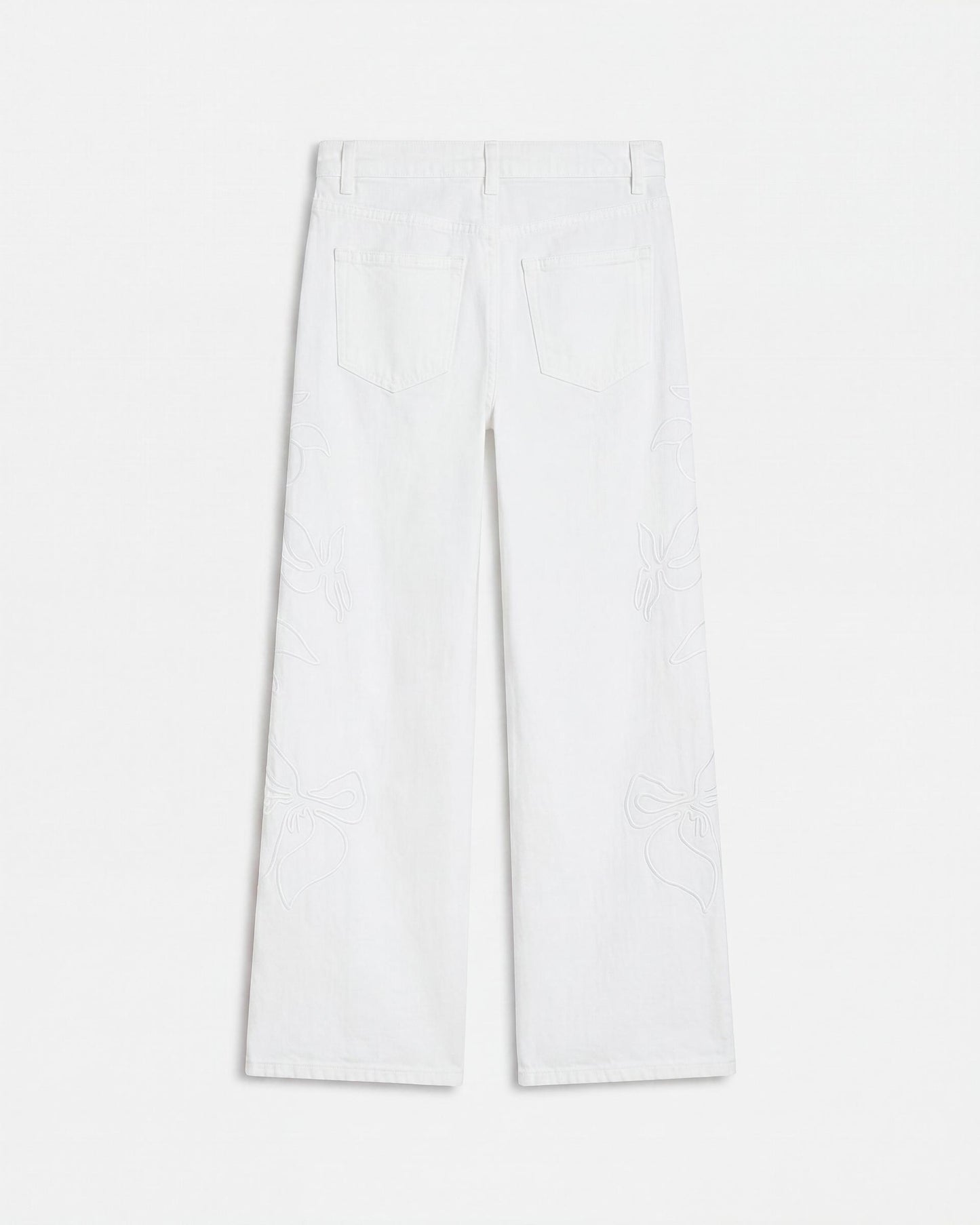Jeans Bordados Silueta Flor Blanco