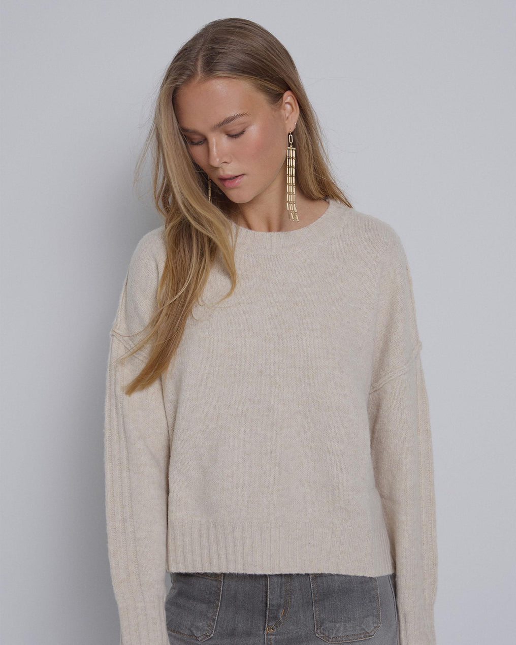 Camisola com costuras nas mangas bege