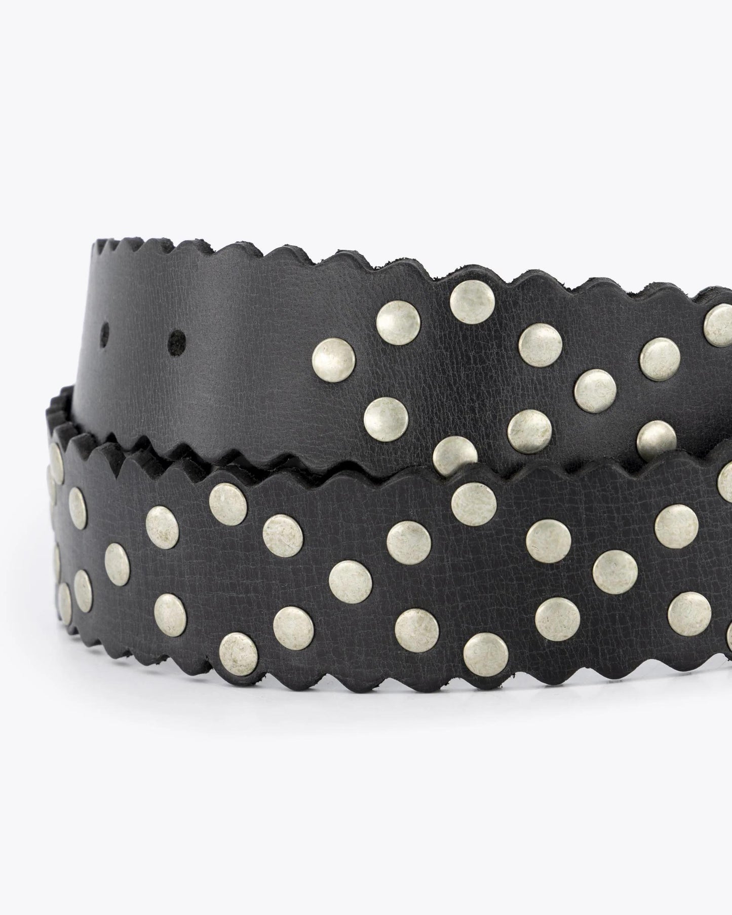 Cinturón Piel Ondas Tachuelas Negro