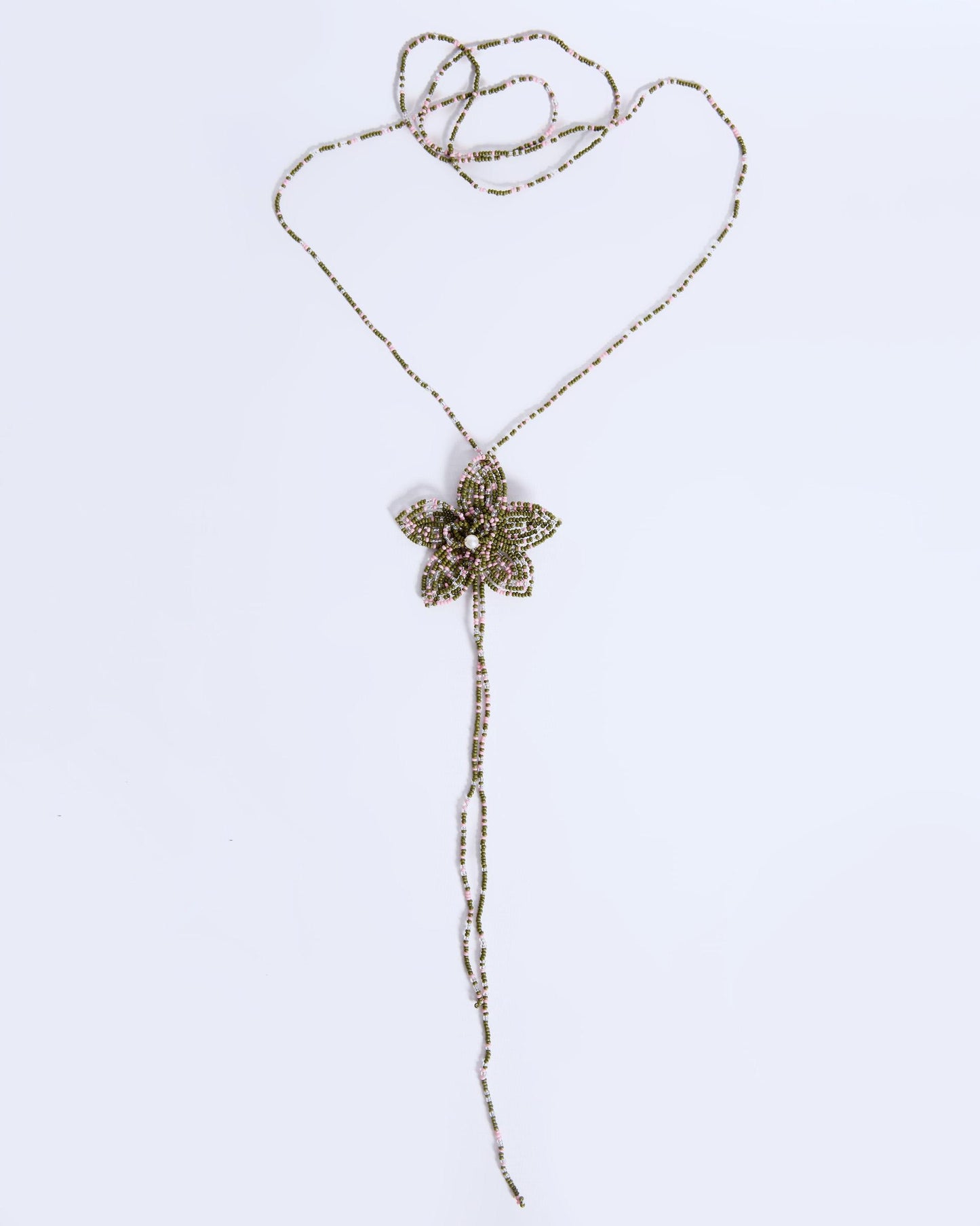 Green Flower Bead Necklace
