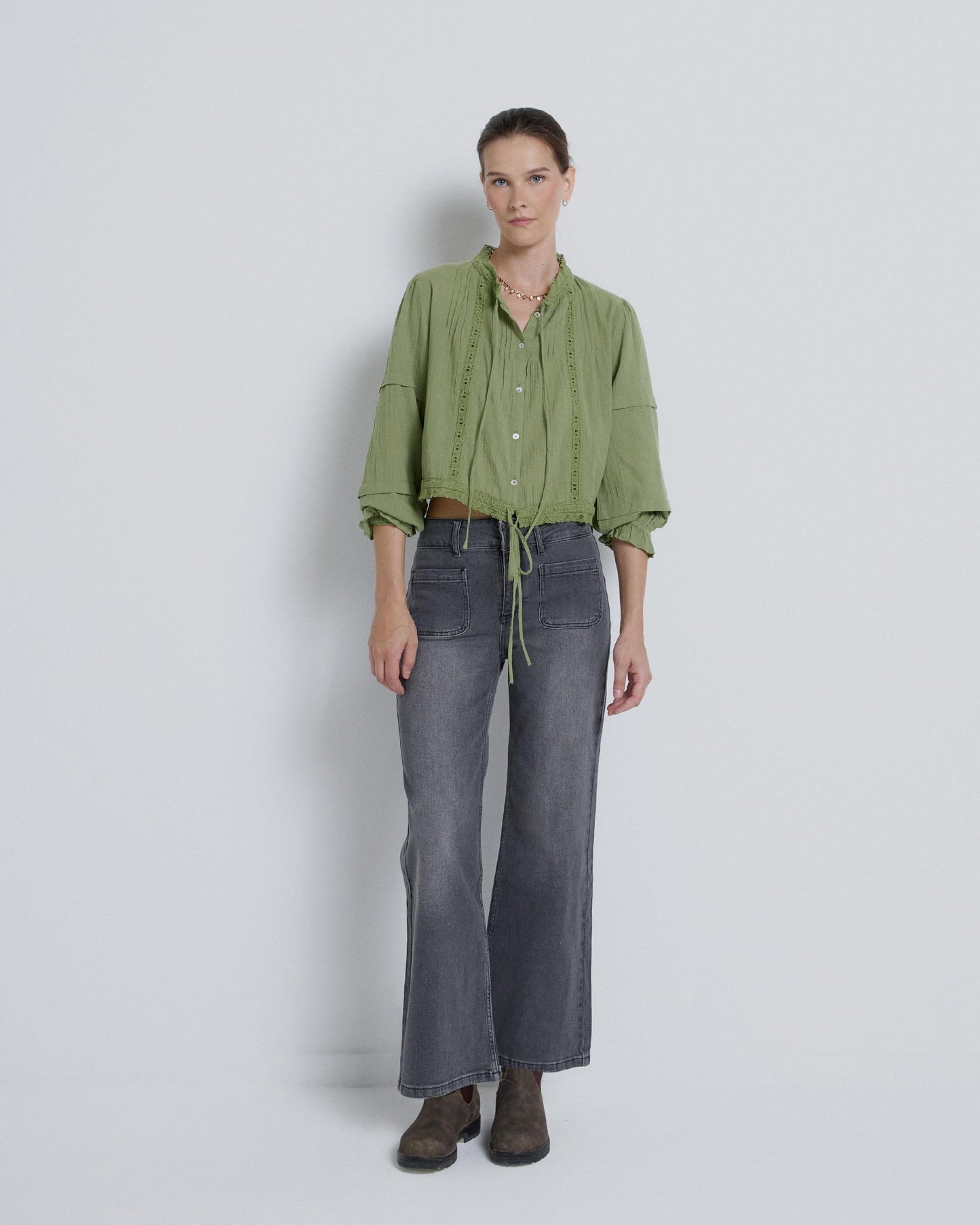 Blusa Puntillas Lazadas Verde