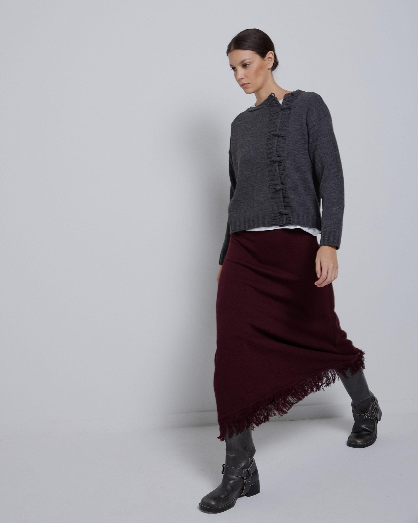 Casaco de malha japonesa antracite