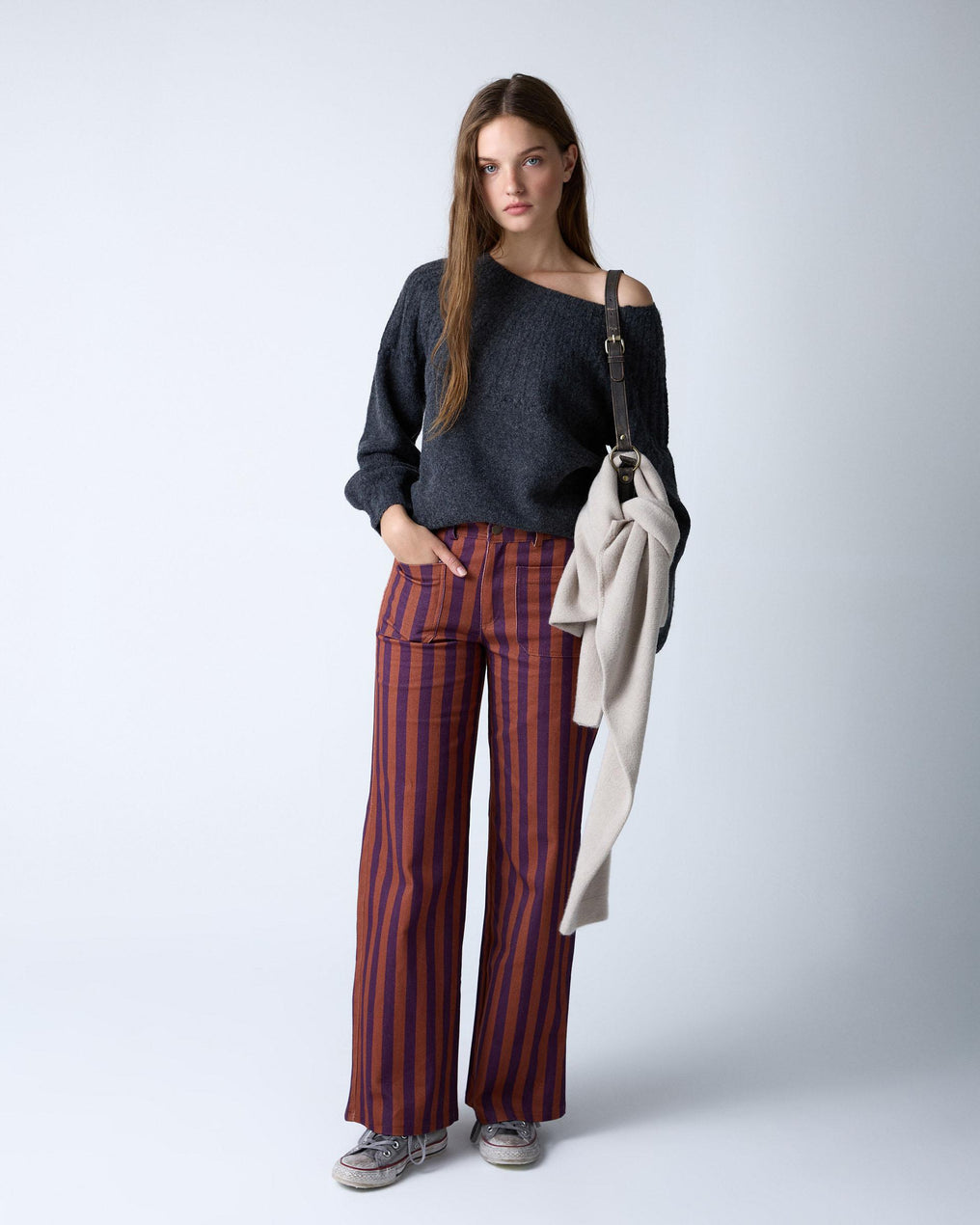 Two-tone Orange Striped Pants