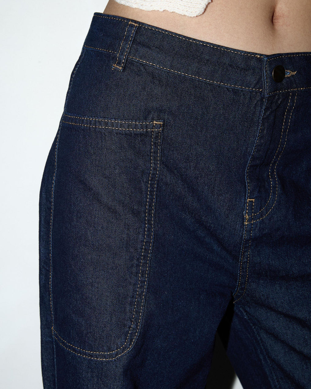 Dark Blue Oversized Jeans with Pockets