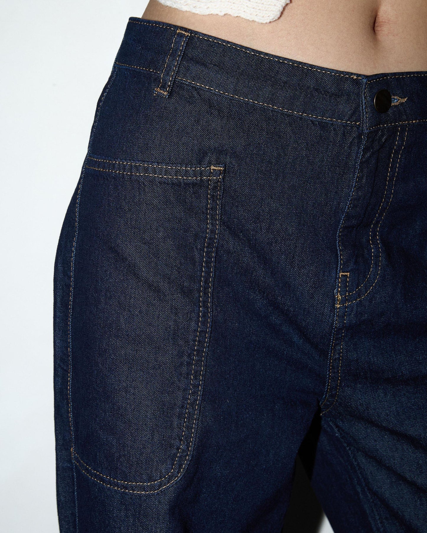 Dark Blue Oversized Jeans with Pockets