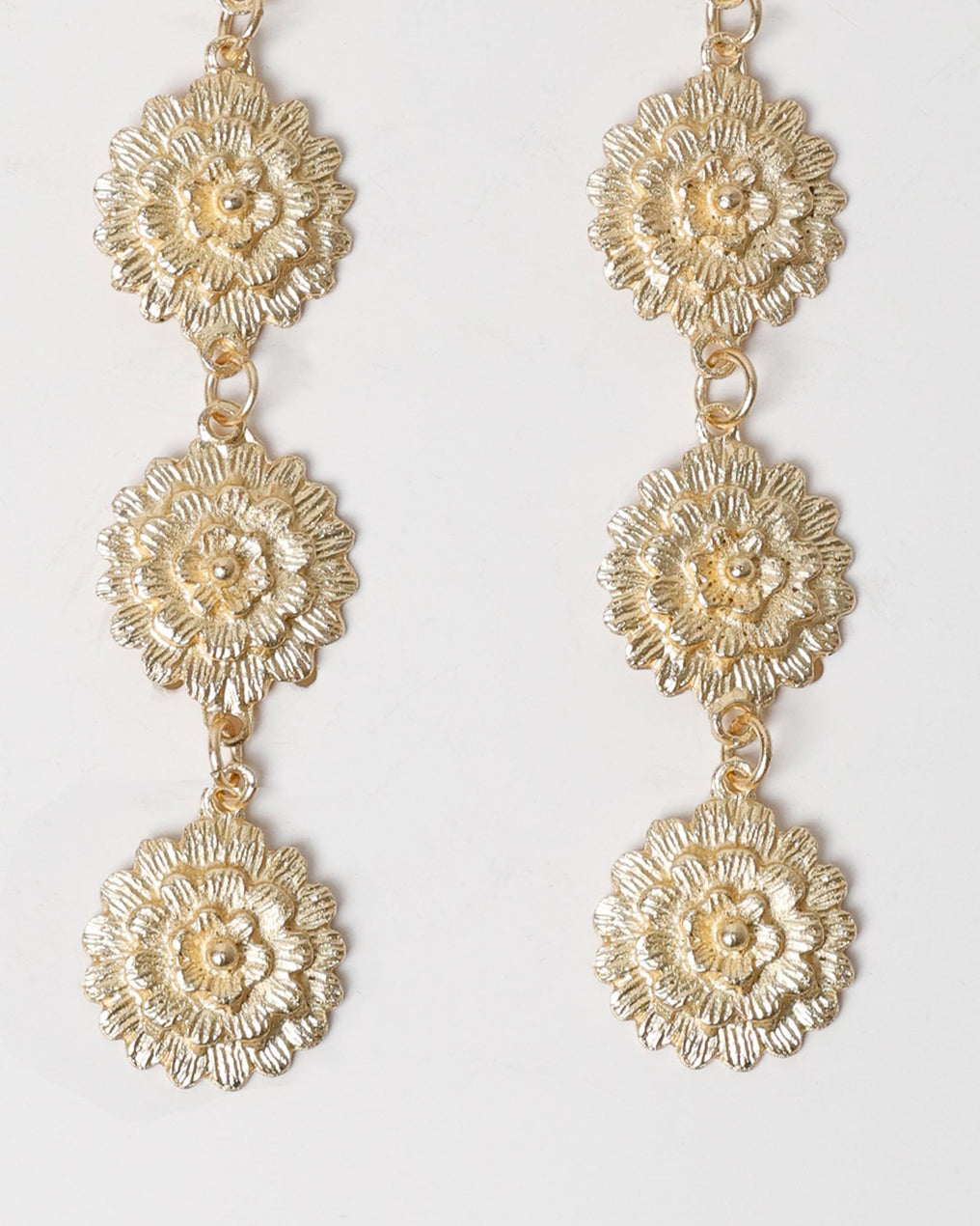 Pendientes Largos Flores Oro